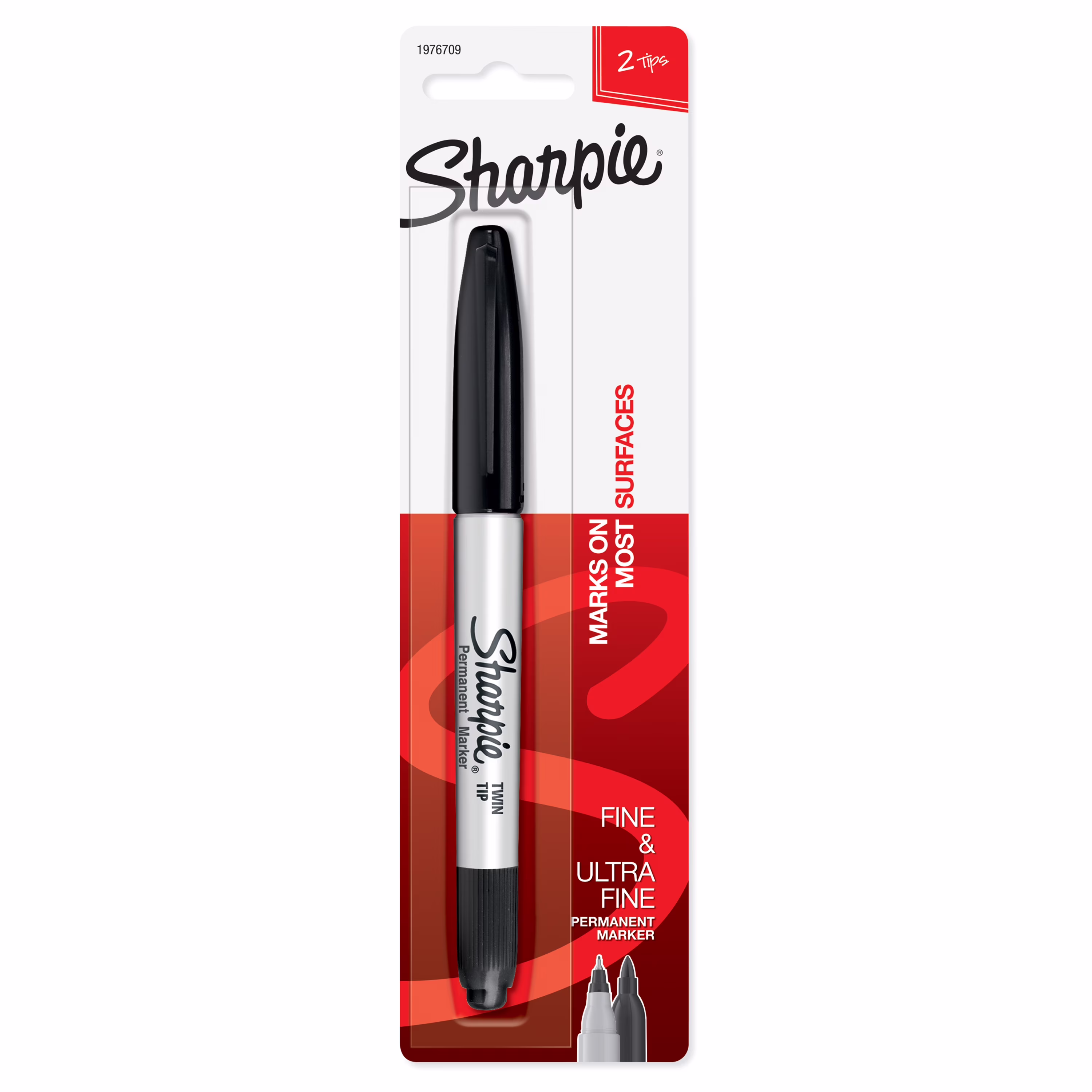 (4 pack) Sharpie Twin Tip Black Permanent Marker, Fine and Ultra Fine Tips, 1 Each