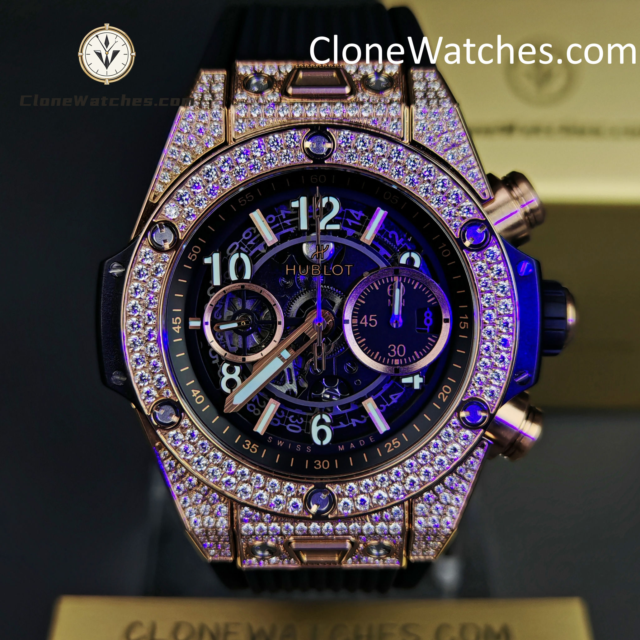 Hublot Super Clone Watches 1:1 Big Bang Unico King Gold Pavé 42 mm 441.OX.1181.RX.1704
