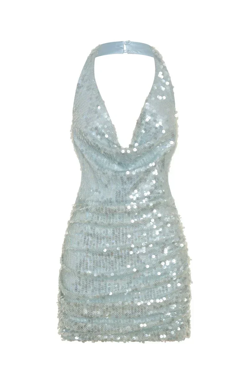 At The Function Halter Mini Dress Mist