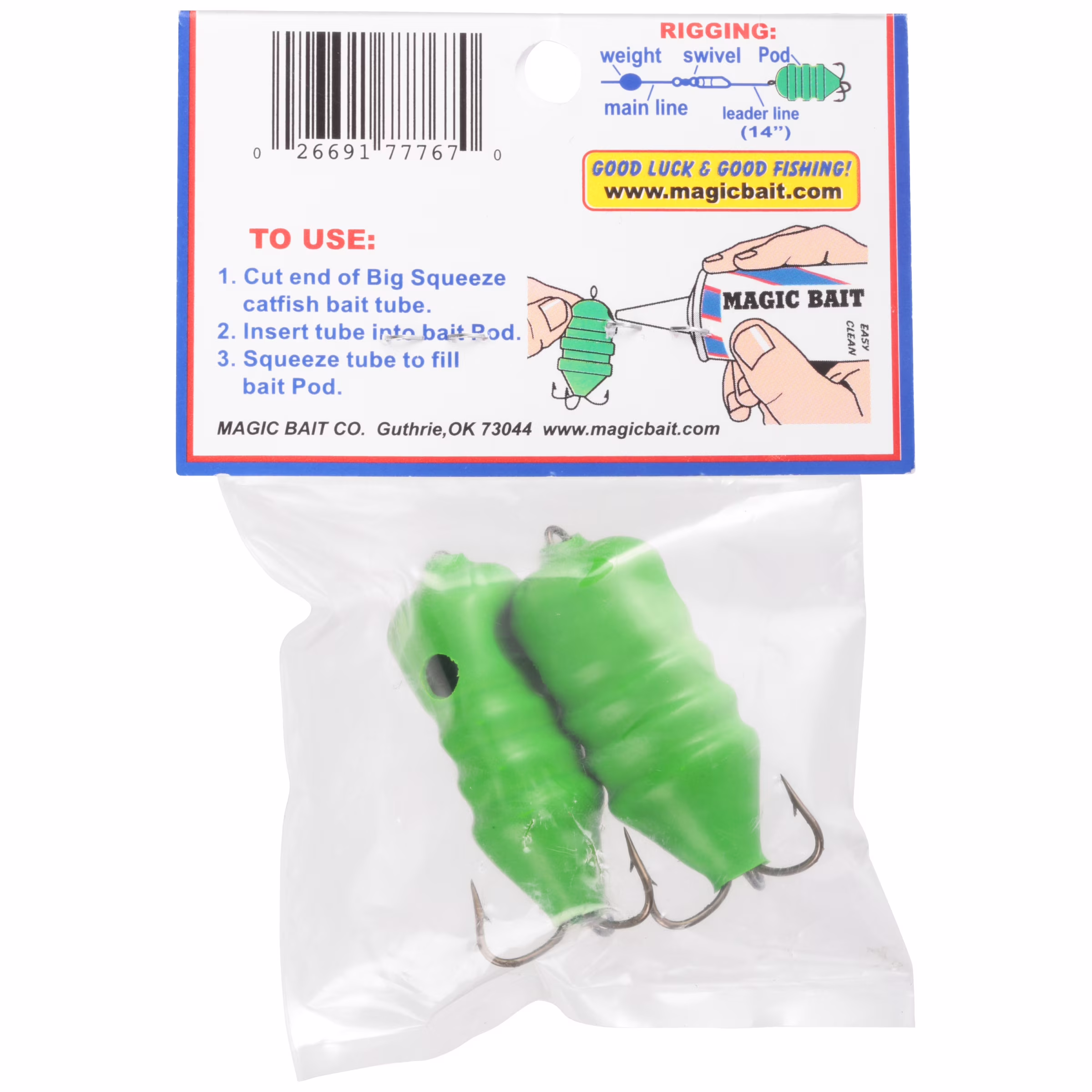 Magic Bait Big Squeeze Fishing Bait Pod Holder, 2ct, Green