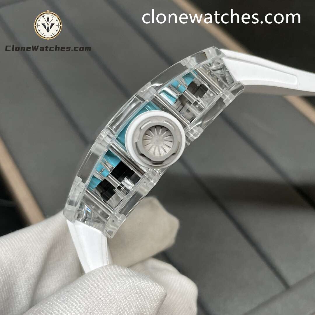 Richard Mille Super Clone Watches 1:1 RM 035 Full Transparent Tourbillon White Strap