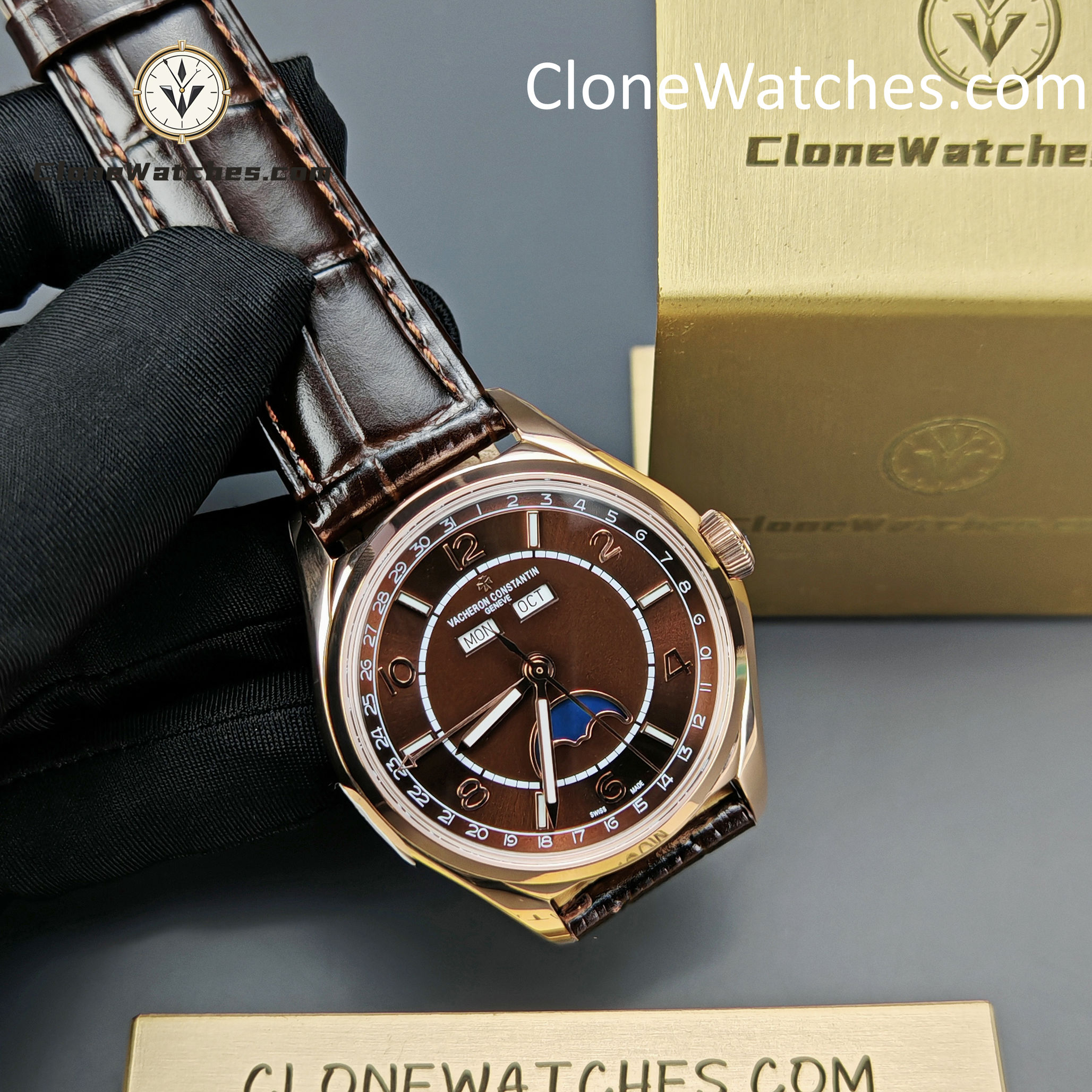 Vacheron Constantin Super Clone Watches 1:1 Fiftysix 4000E/000R-B065 Sepia Brown-Toned Dial