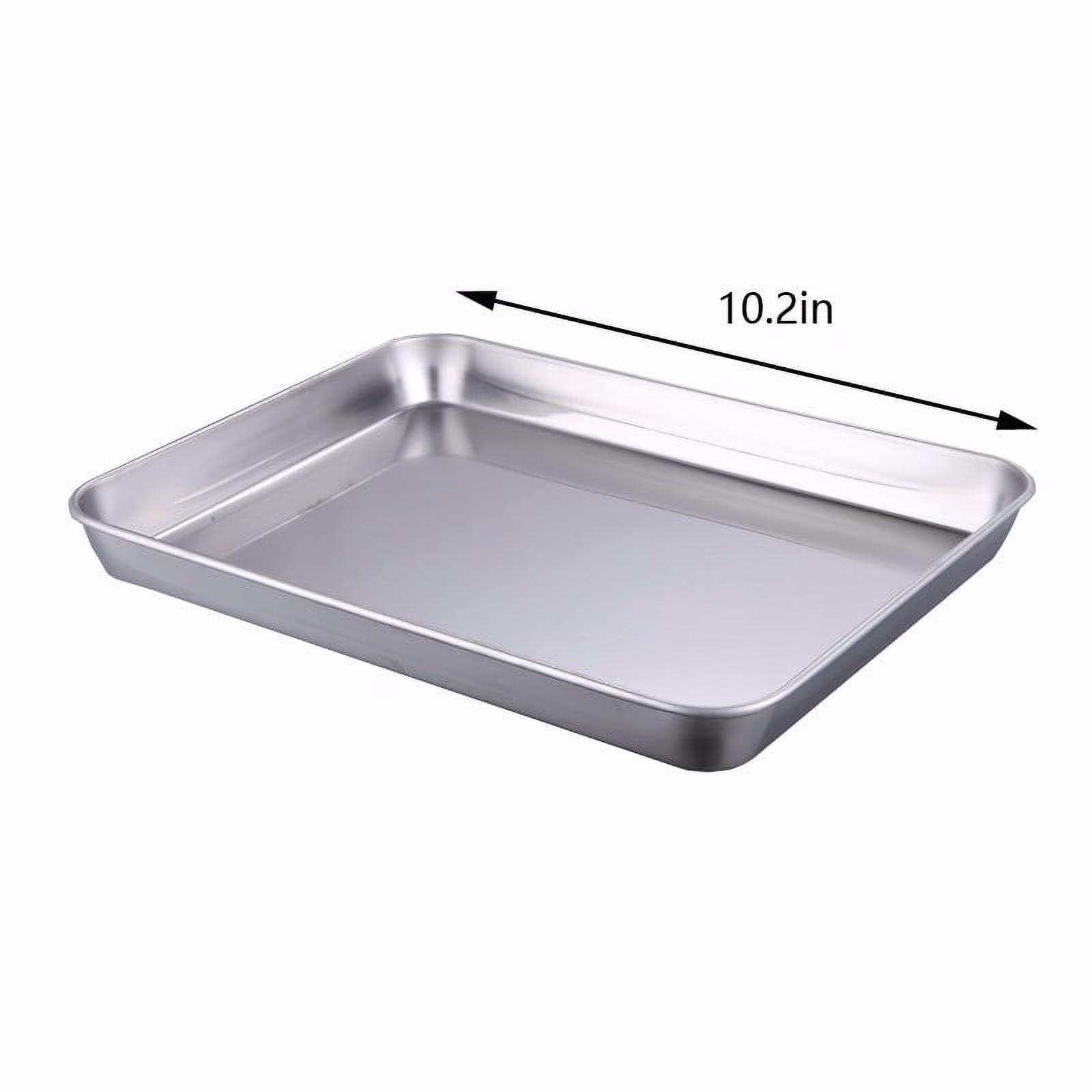 10x6 Inch Stainless Steel Baking Pan Multipurpose Cake Oven Tray Toaster Metal Sheet for Cooking Grilling and Steaming in Home Kitchen
