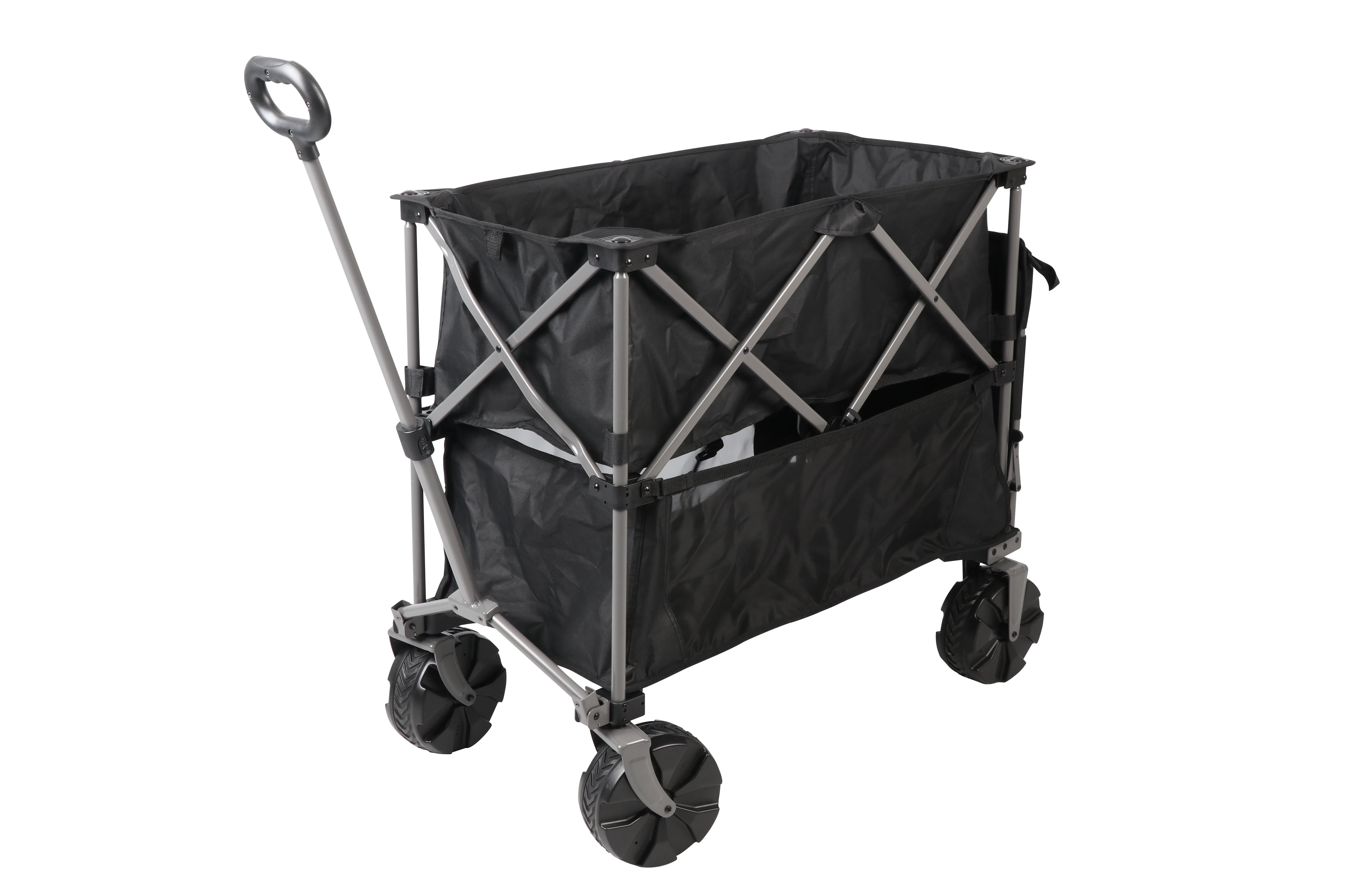 Ozark Trail Double Decker Folding Wagon with Extension Handle, Black