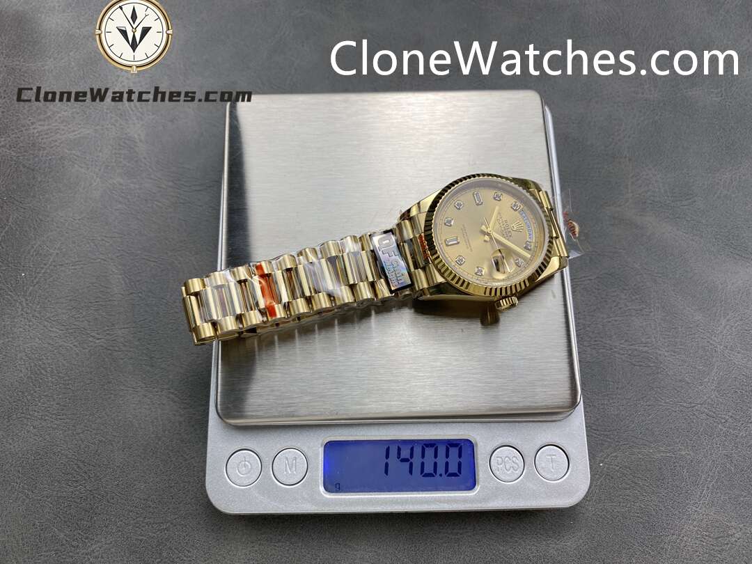 Rolex Super Clone Watches 1:1 Day Date 18K Gold Champagne Dial 36mm m128238-0008 3255 Movement