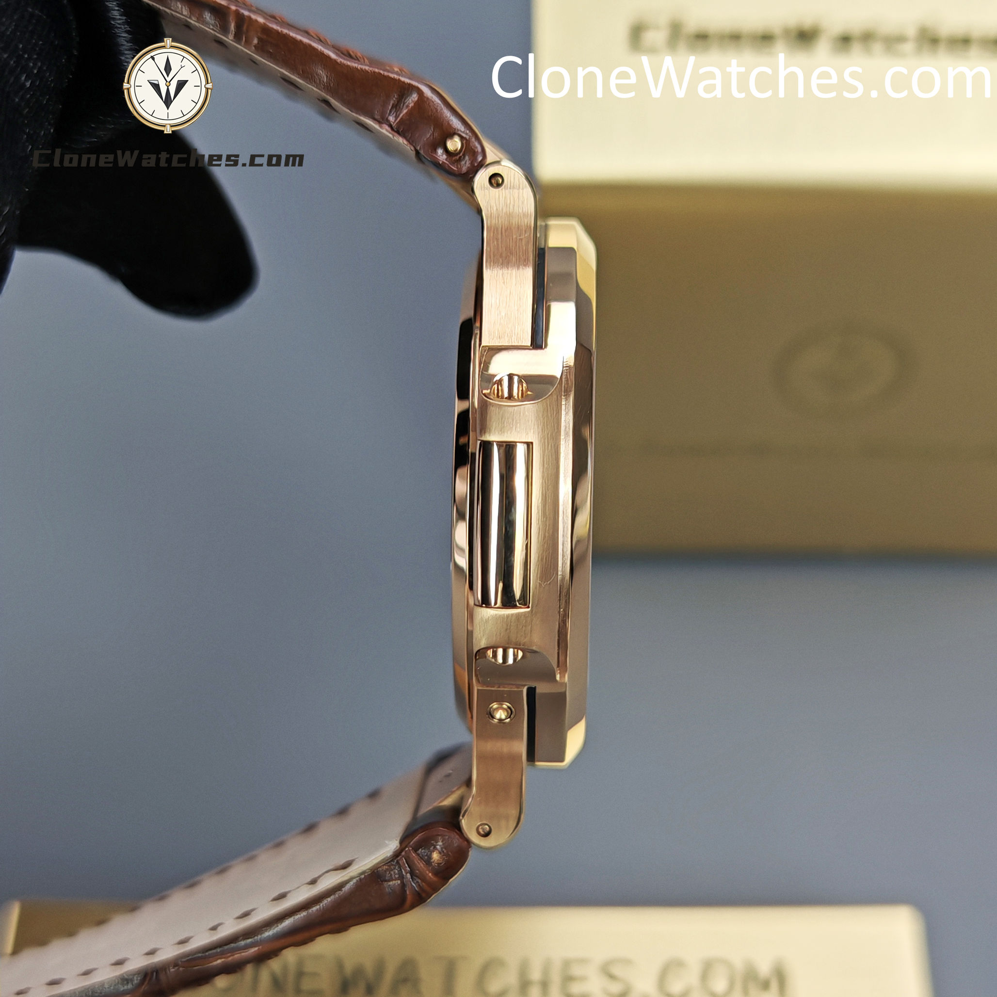 Patek Philippe Super Clone Watches 1:1 Nautilus 5712 Grey Dial Brown Leather Strap