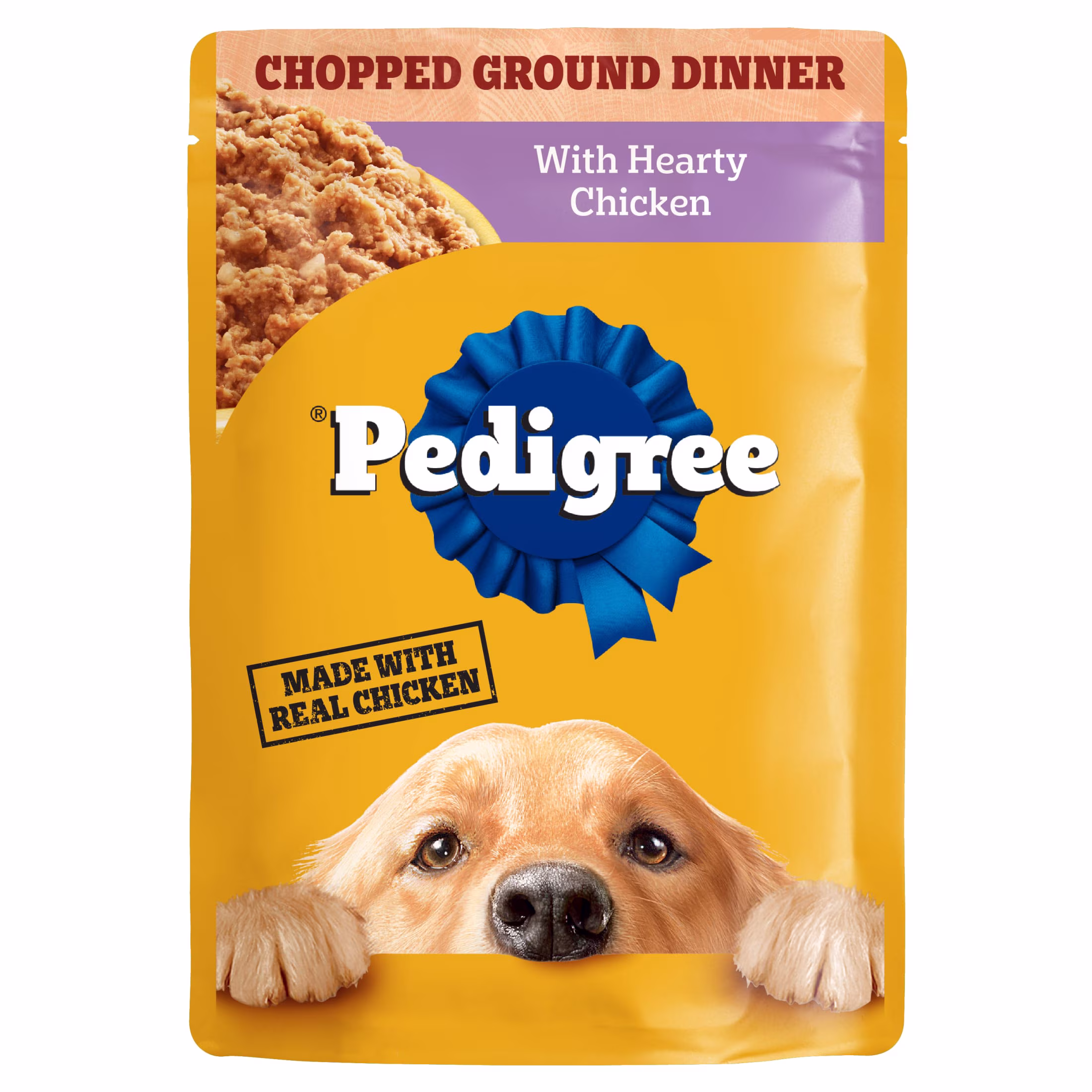 Pedigree Chopped Ground Dinner Wet Dog Food with Hearty Chicken, 3.5 oz Pouch