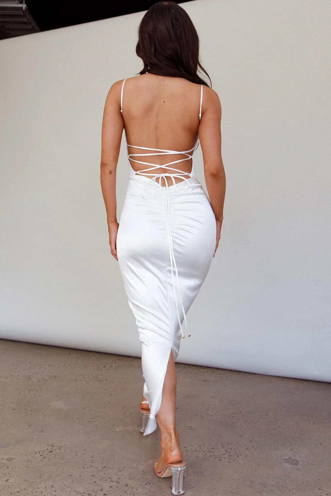 Seraya Lace-Up Back Dress White