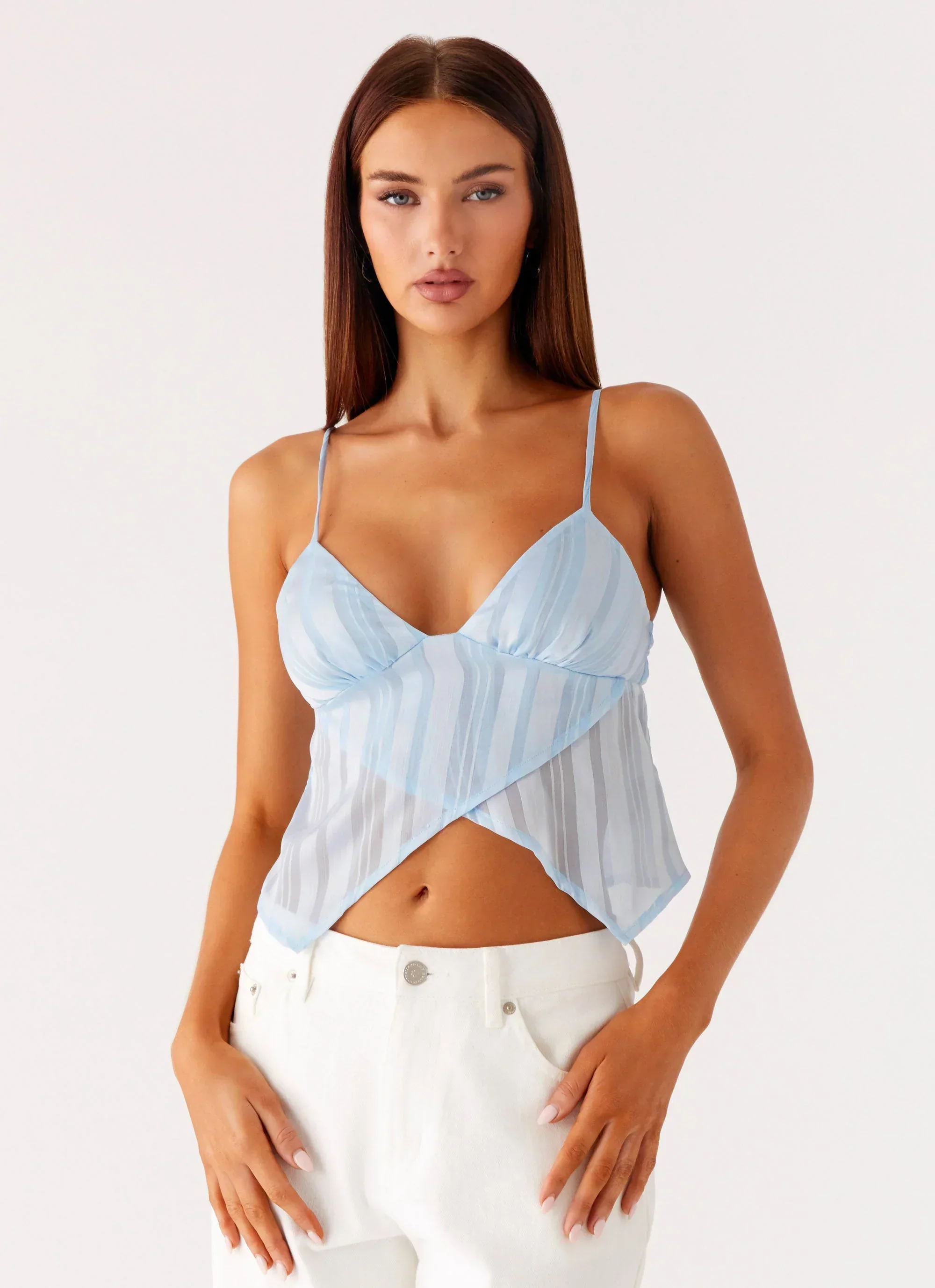 Glynne Frill Top - Baby Blue