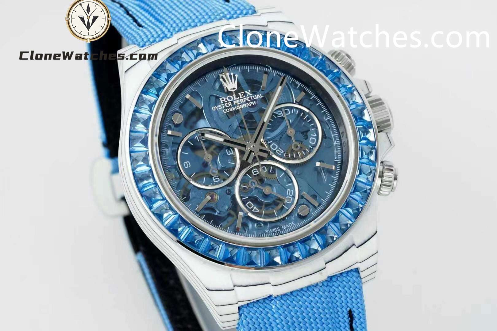 Modified Super Clone Watches 1:1 Sonic Rolex Daytona NTPT Carbon Fiber Skeleton Dial 4130 Movement