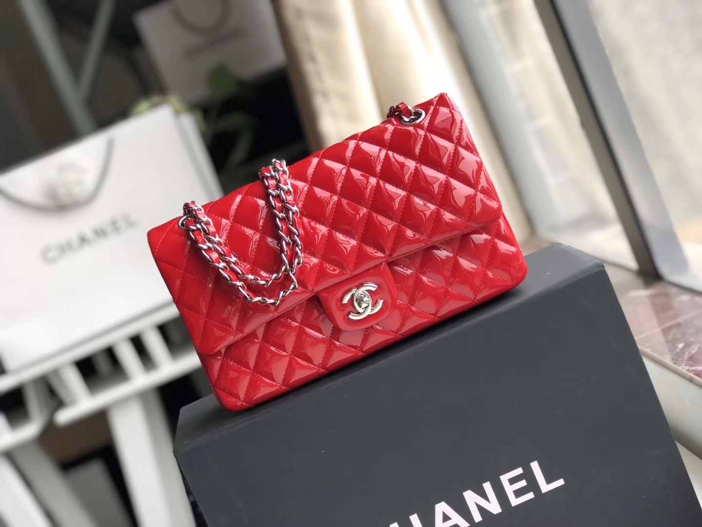 Chanel Classic Flat bag patent leather Size 25 CM top quanlity