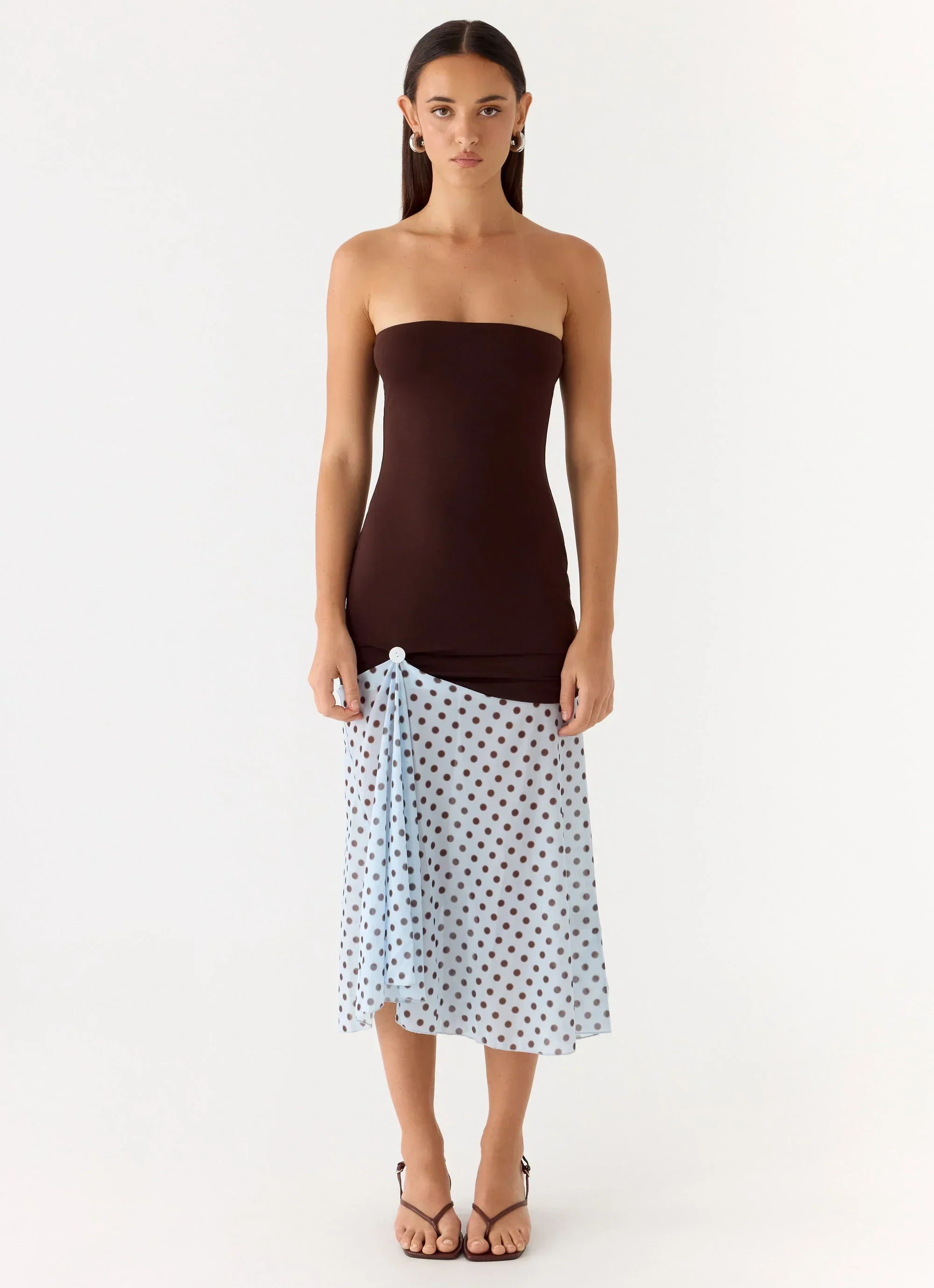 Schell Midi Dress - Chocolate Dot