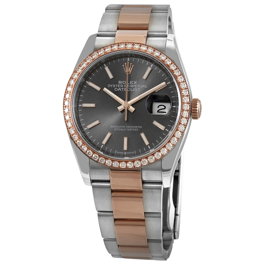 Rolex Datejust 36 Dark Rhodium Dial Men s Steel and 18k Everose Gold Oyster Watch 126281RSO（Lifetime free warranty+90-days replacement service & Refund!.）