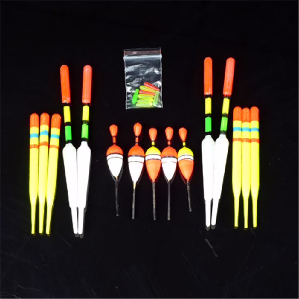 15pc Yellow Fishing Bobber Set | Slip Drift Floats in Assorted Sizes (8cm, 9.5cm, 15cm) | Plastic Fishing Float Tubes for Sea, Ice & Stream Angling