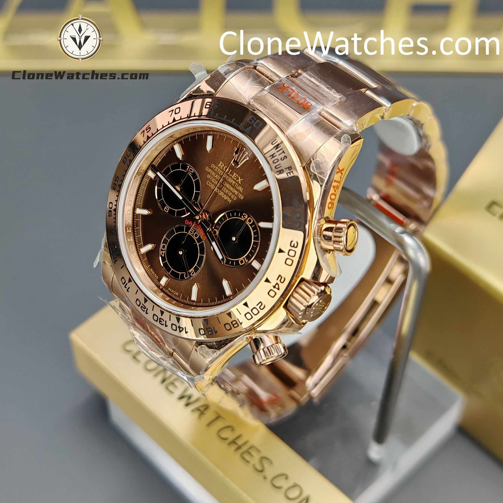 Rolex Super Clone Watches 1:1 Daytona Rose Gold Brown Dial M126505-0005 4131 Movement