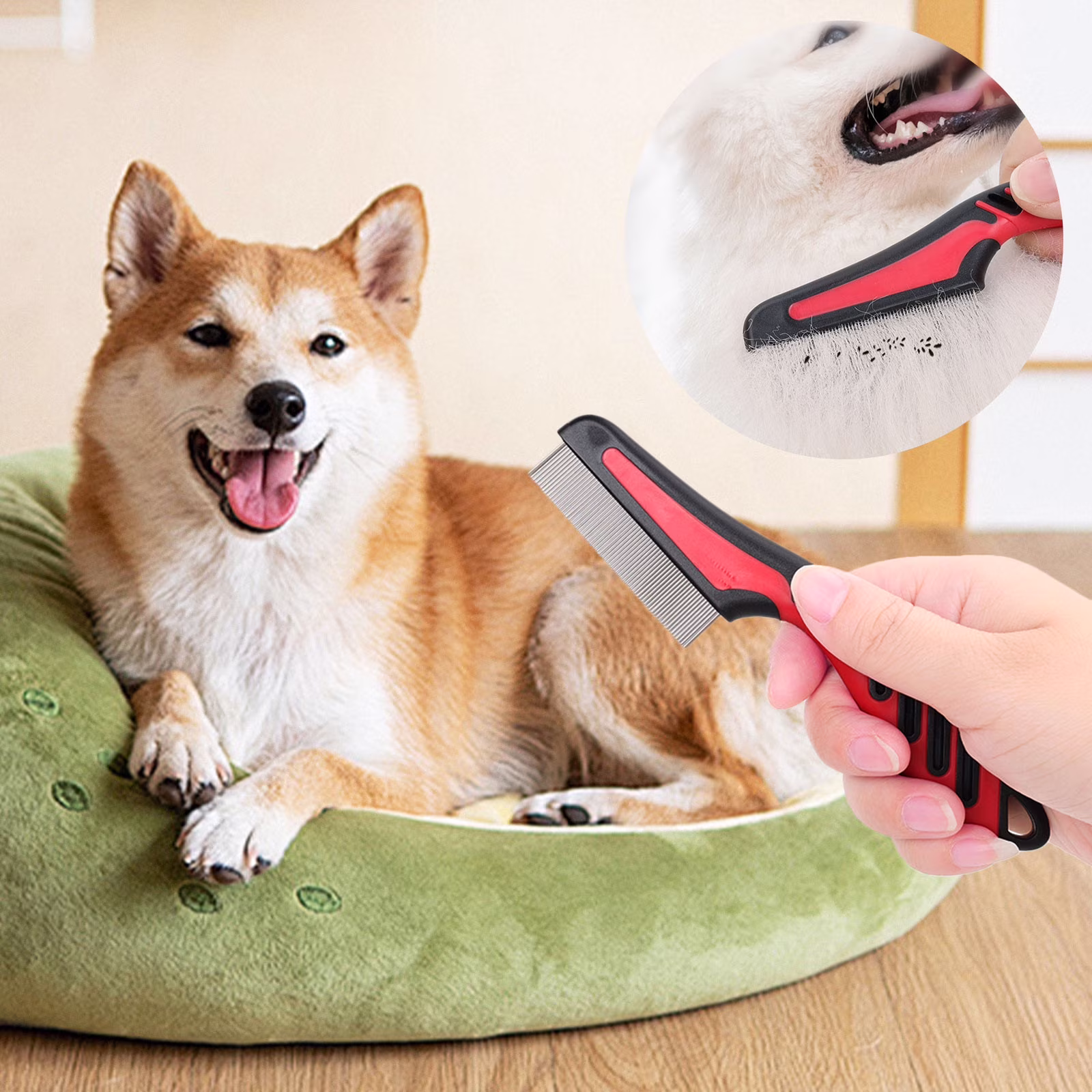 Lilixerw Flea Comb,Flea and Tick Comb for Dogs & Cats,Fine Tooth Dog Comb for Grooming