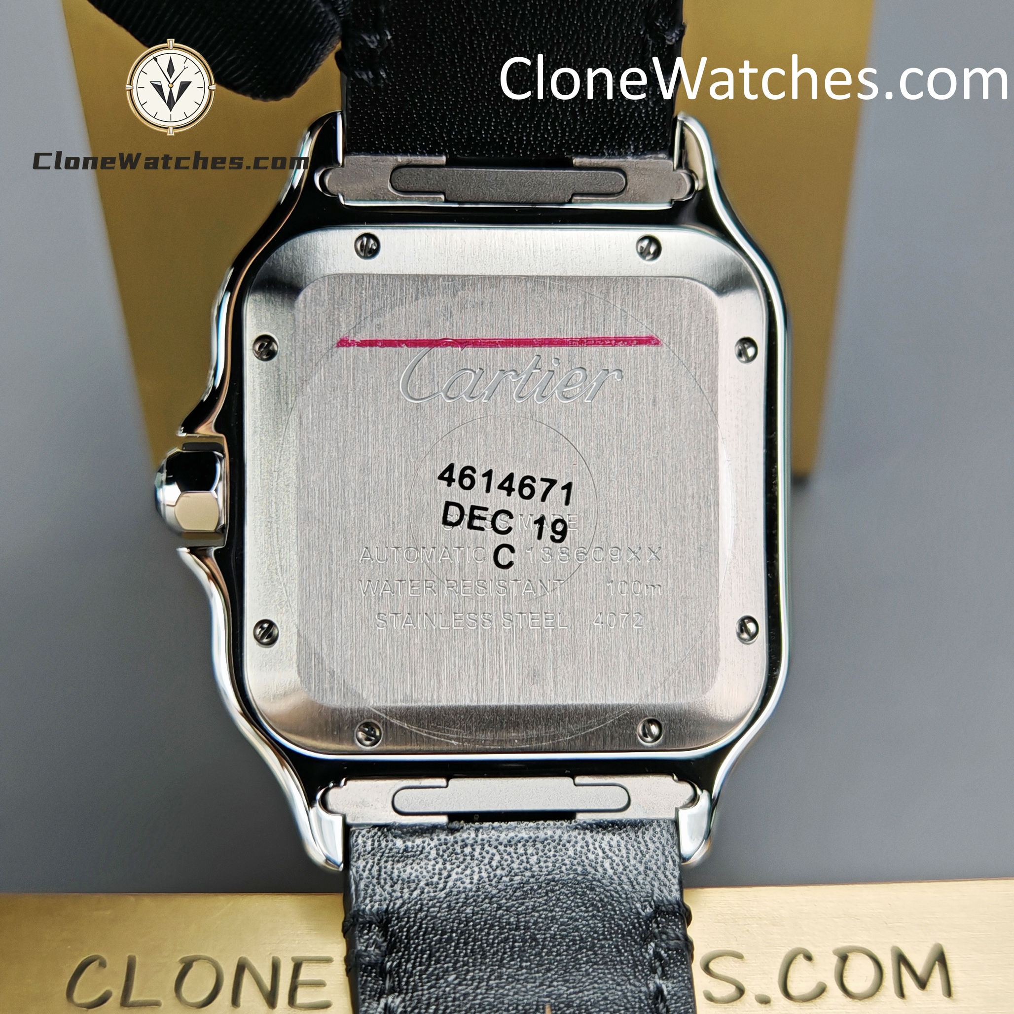 Cartier Super Clone Watches 1:1 Santos Gradient Brown Dial 39.8MM WSSA0064 Black Leather Belt