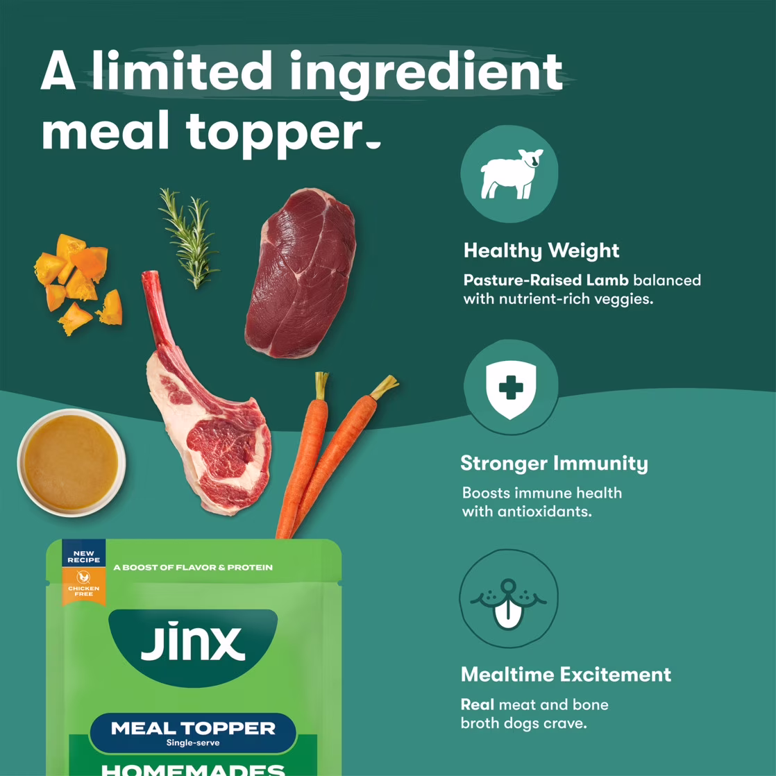 Jinx Homemades Single-Serve Meal Topper Duck & Lamb Recipe, 3 oz Pouch