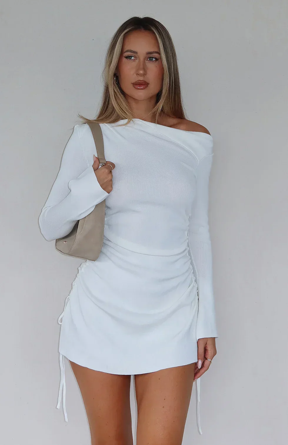 Moment For Life Long Sleeve Mini Dress Cream
