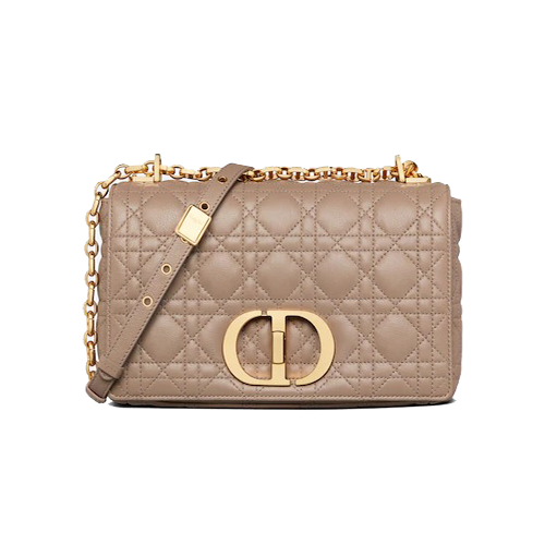 MEDIUM DIOR CARO BAG Warm Taupe Supple Cannage Calfskin