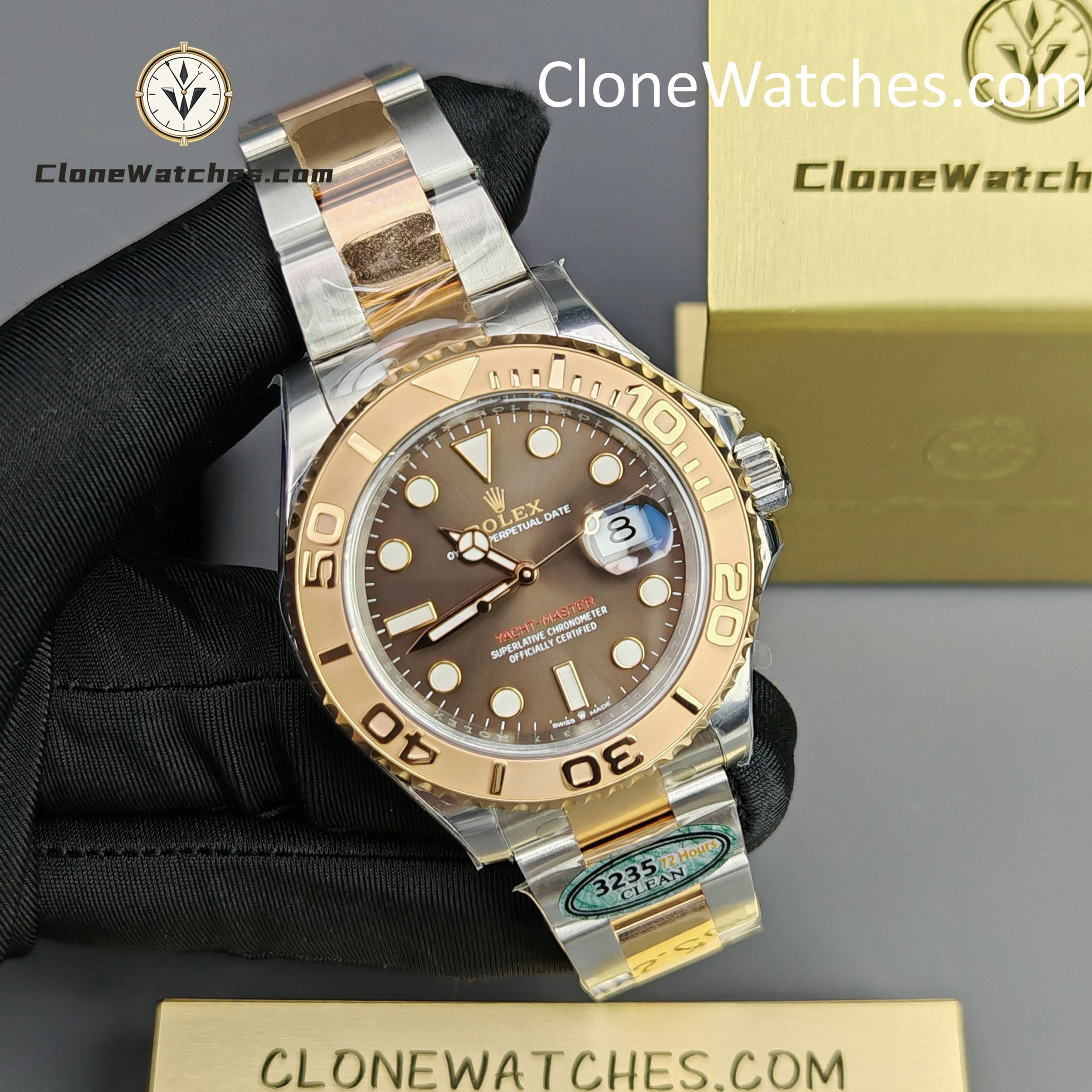 Rolex Super Clone Watches 1:1 Yacht Master Brown Dial Rose Gold M126621-0001 3235 Movement