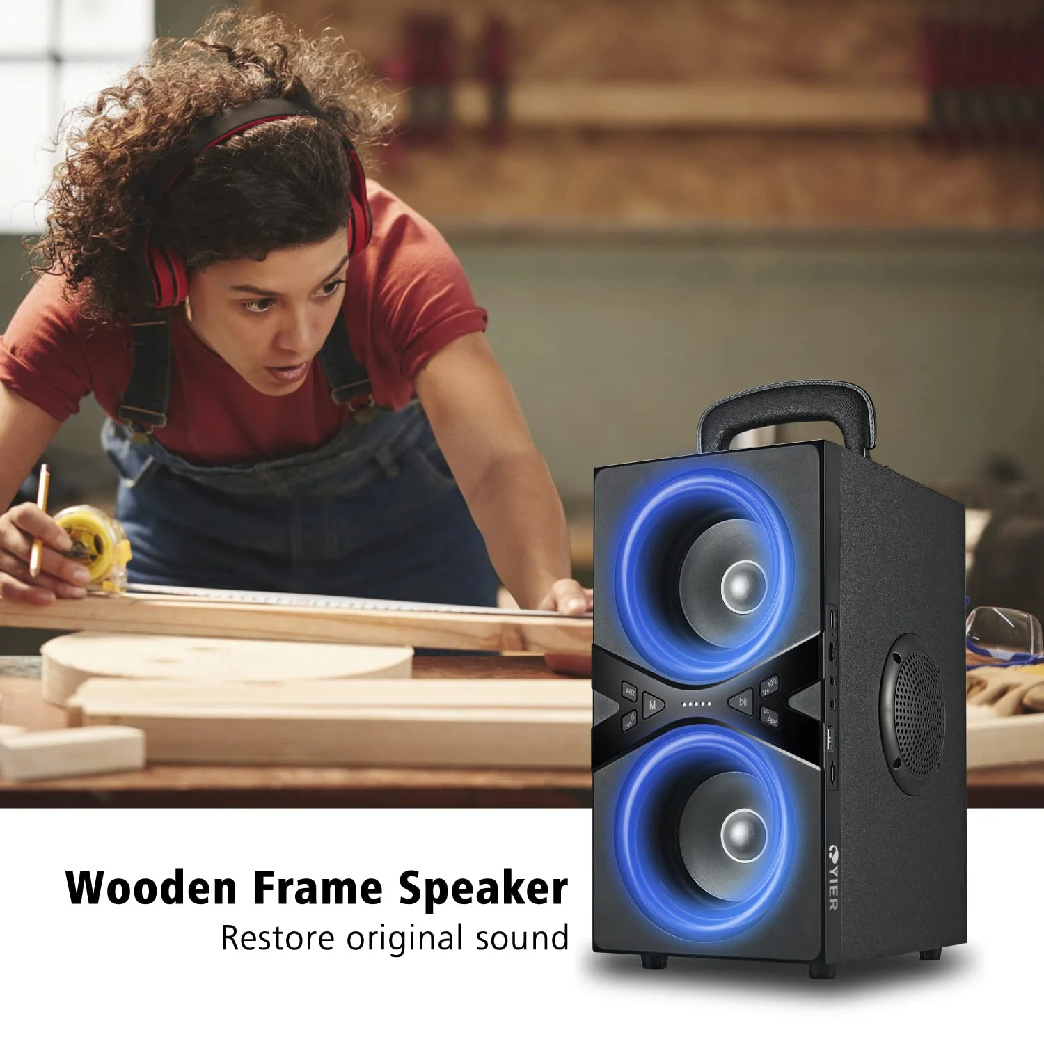 YIER Wireless TWS Portable Bluetooth Speaker with Lights
