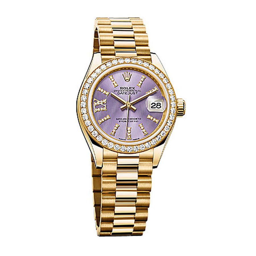Rolex Lady-Datejust 28 Lilac Dial 18K Yellow Gold President Automatic Ladies Watch 279138LIRDP（Lifetime free warranty+90-days replacement service & Refund!.）