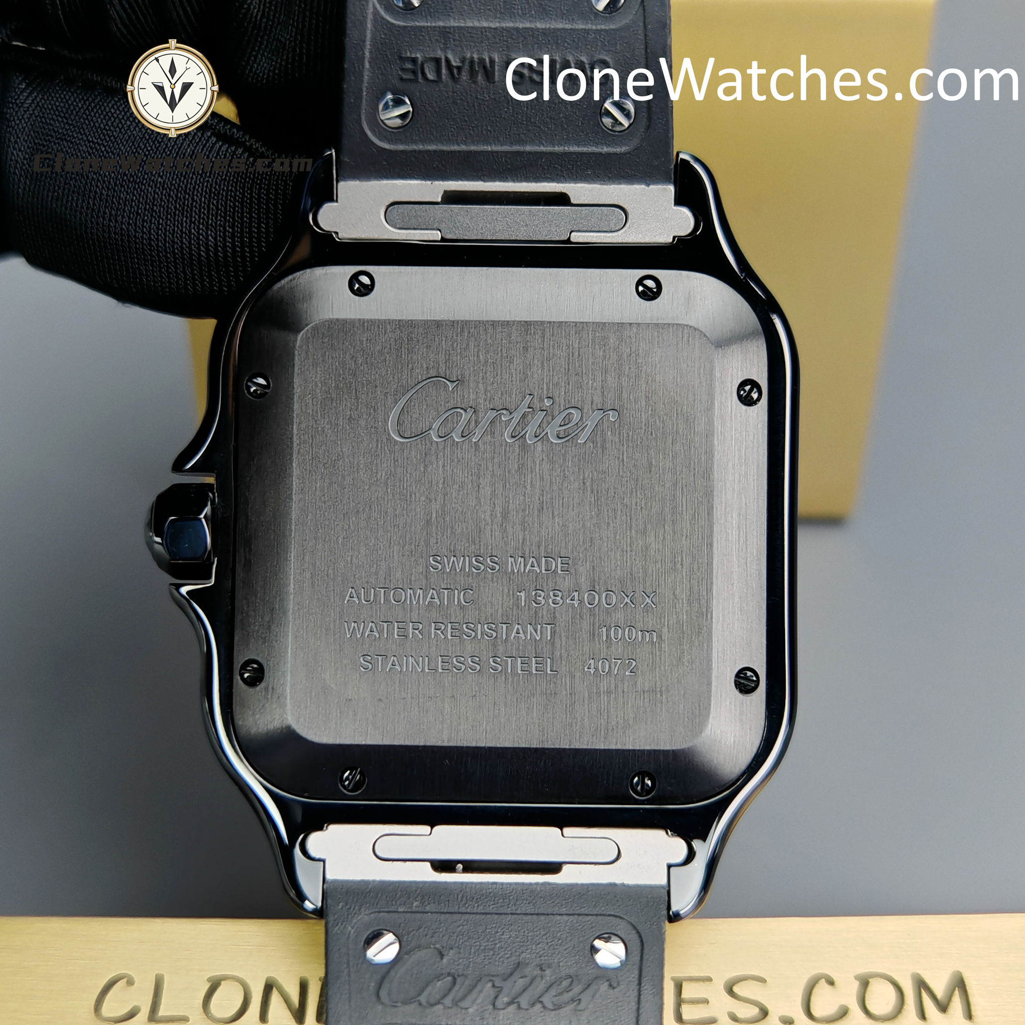 Cartier Super Clone Watches 1:1 Santos Series Black Dial 39.8MM WSSA0039 Rubber Strap