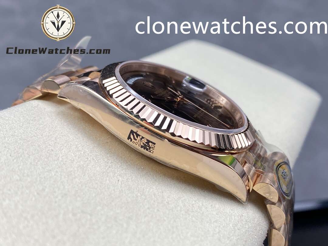 Rolex Super Clone Watches 1:1 Day Date Rose Gold Brown Roman Dial 40mm m228235-0002 3255 Movement