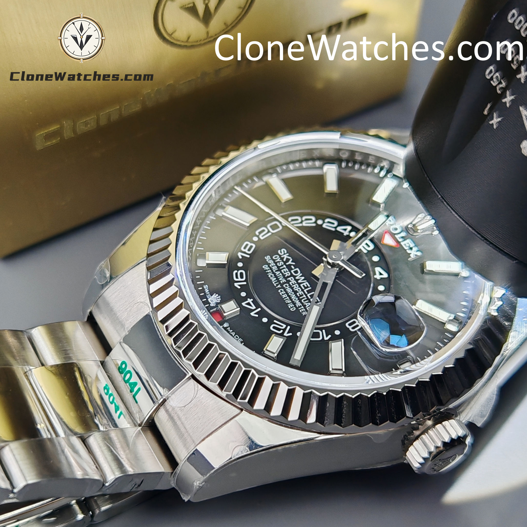 Rolex Super Clone Watches 1:1 Sky Dweller Black Dial Oyster m336934-0007 9002 Movement