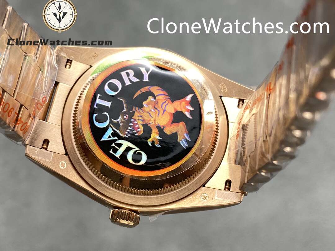 Rolex Super Clone Watches 1:1 Day Date Rose Gold Silver Dial 36mm m128235-0087 3255 Movement