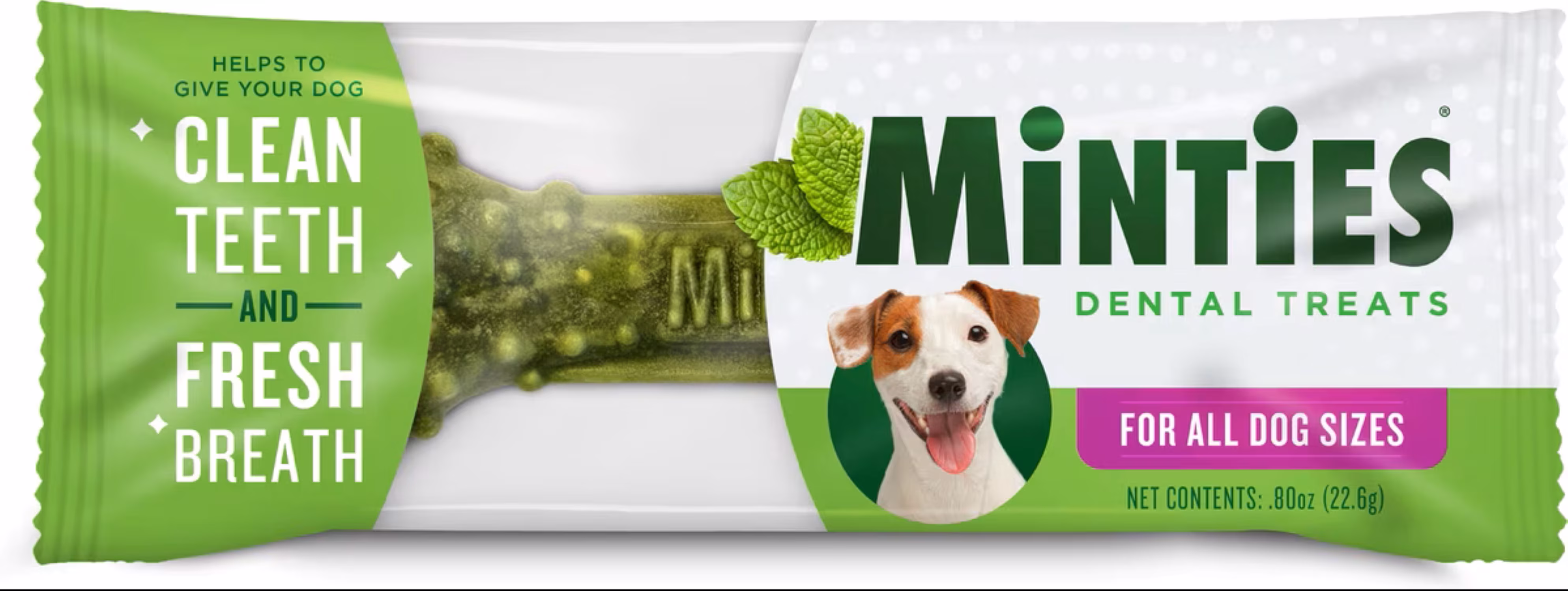 Minties Dental Chews for Dogs, Vet-Recommended Mint-Flavored Dental Dog Treats, Fight Bad Breath, Removes Plaque and Tartar, 1ct