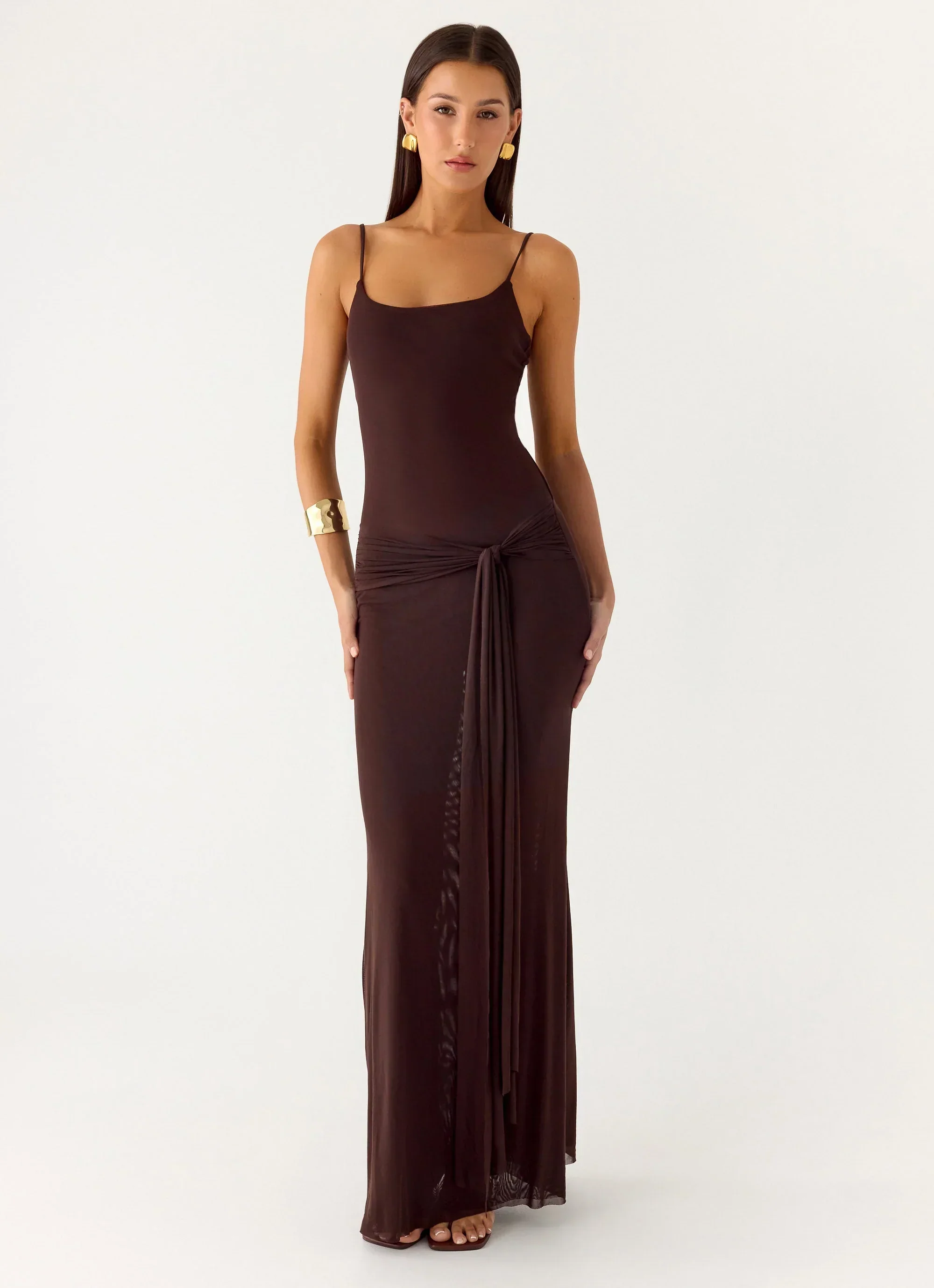 Matoma Bodysuit Maxi Dress - Cool Chocolate