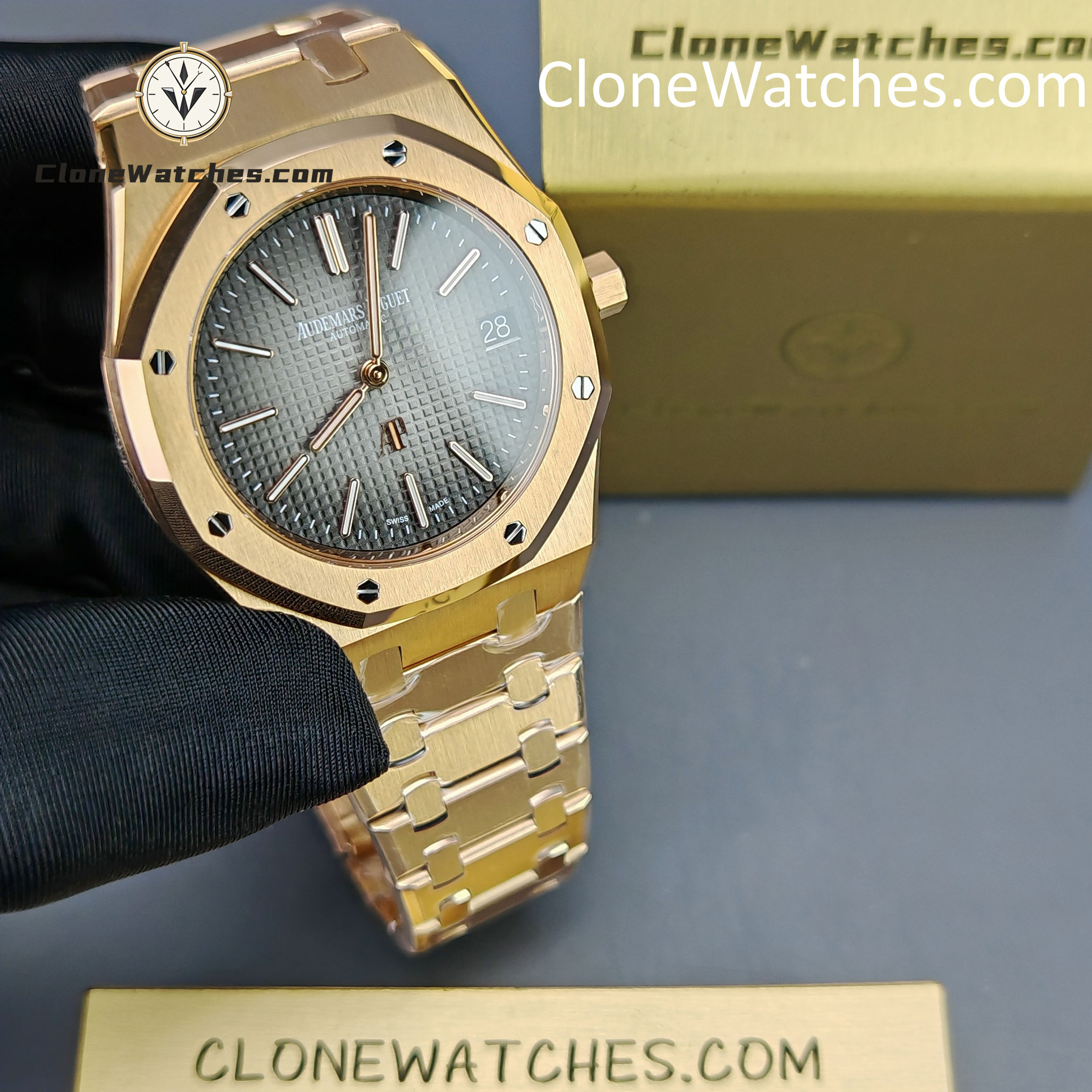 Audemars Piguet Super Clone Watches 1:1 Royal Oak”Jumbo” Extra-Thin “50th Anniversary” 16202 Smoked Grey Dial 39MM