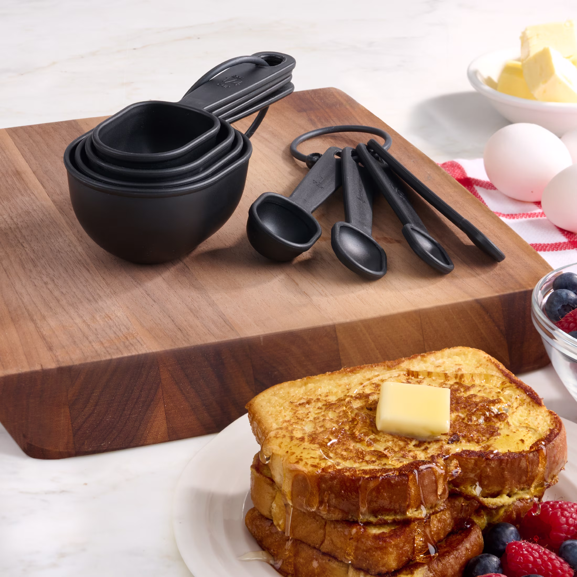 Mainstays 8-Piece Measuring Cup and Spoon Set - Durable, Space Saving Kitchen Essential, Black