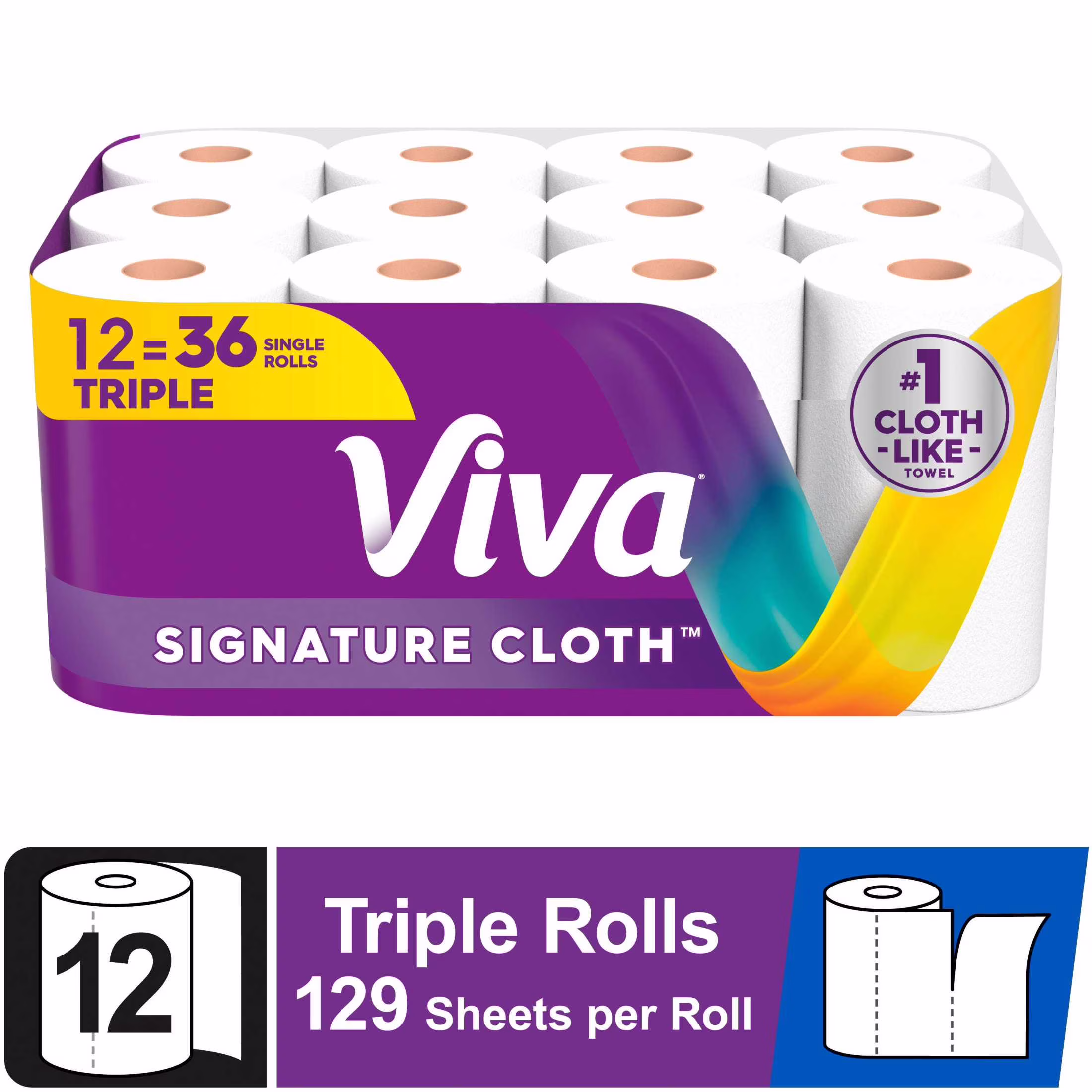 Viva Signature Cloth Paper Towels, 1 Triple Roll, 129 Sheets per Roll