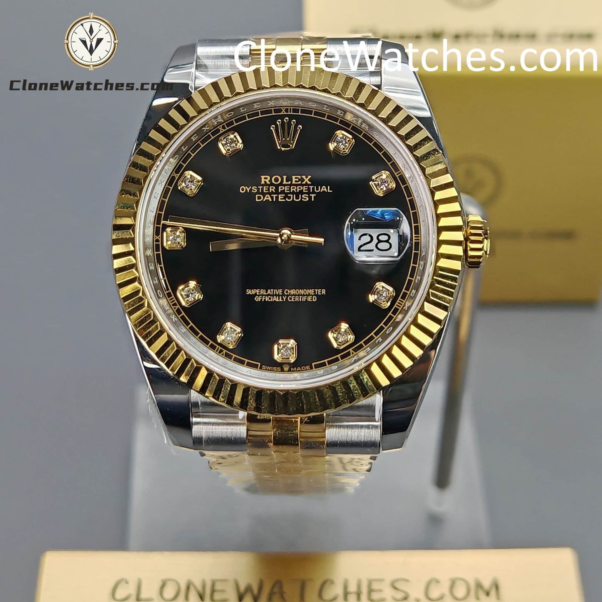 Rolex super replica watch 1:1 DateJust Black Diamond Dial m126333-0006 Jubilee 41MM 3235 movement