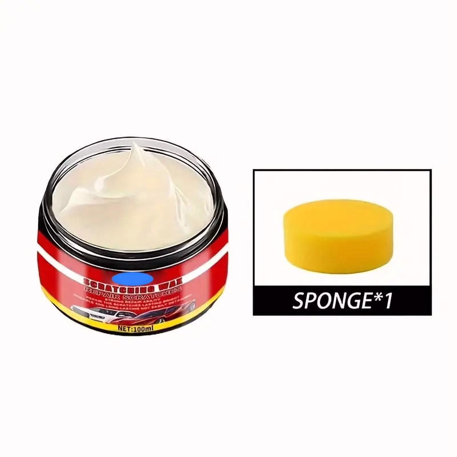 Car Paint Scratch Nano Repair Paste 100g with Sponge Kit, Scratch Remover Polisher for All Colors, Swirl Mark Restorer Auto Body Touch-Up Maintenance Compound