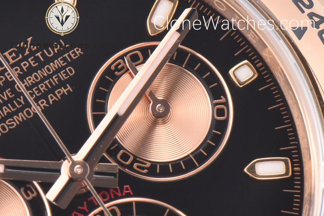 Rolex Super Clone Watches 1:1 Daytona 18K Rose Gold Black Dial M116505-78595 4130 Movement