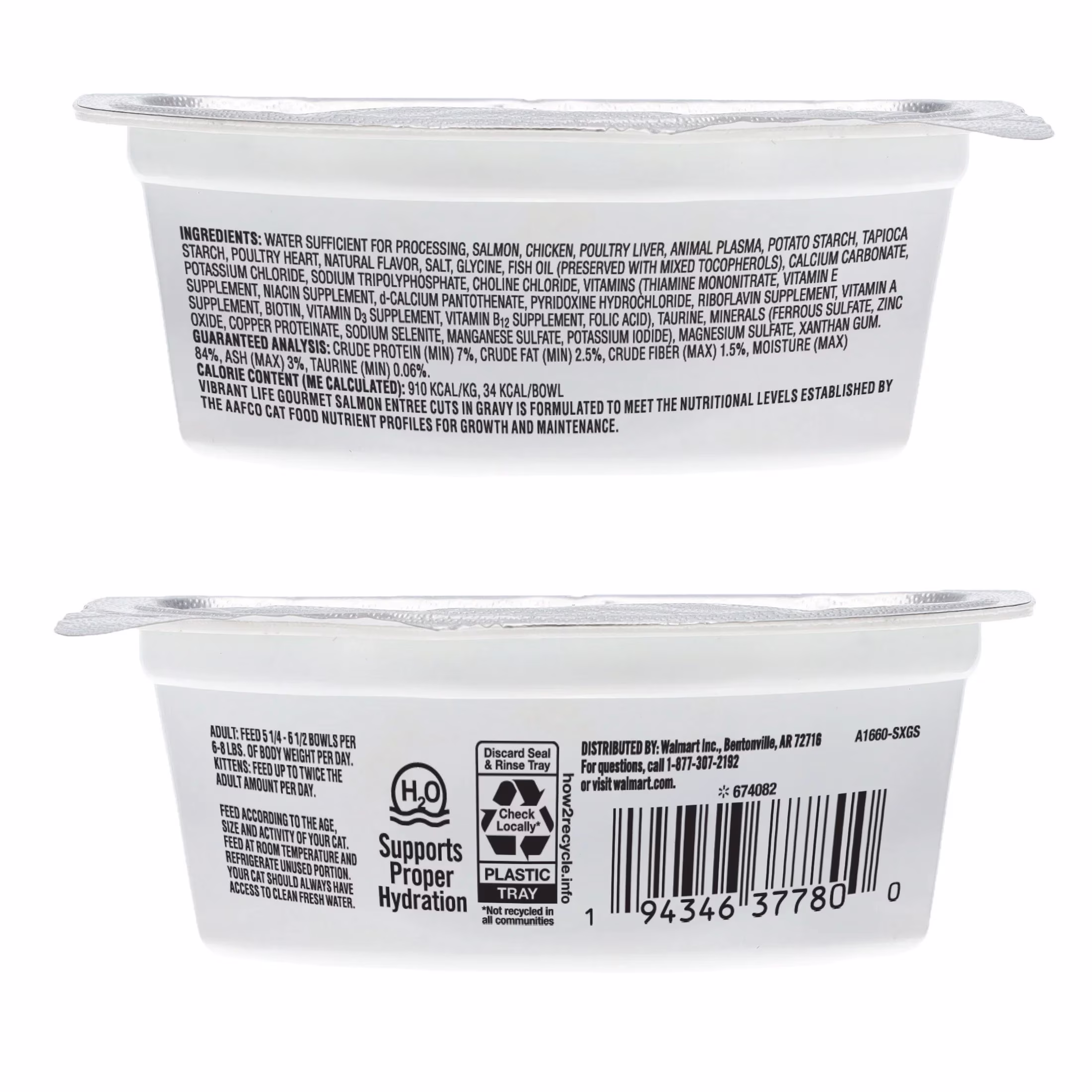Vibrant Life Gourmet Salmon Entree Cuts in Gravy Wet Cat Food, Complete + Balanced, 2.64 oz Split Cup