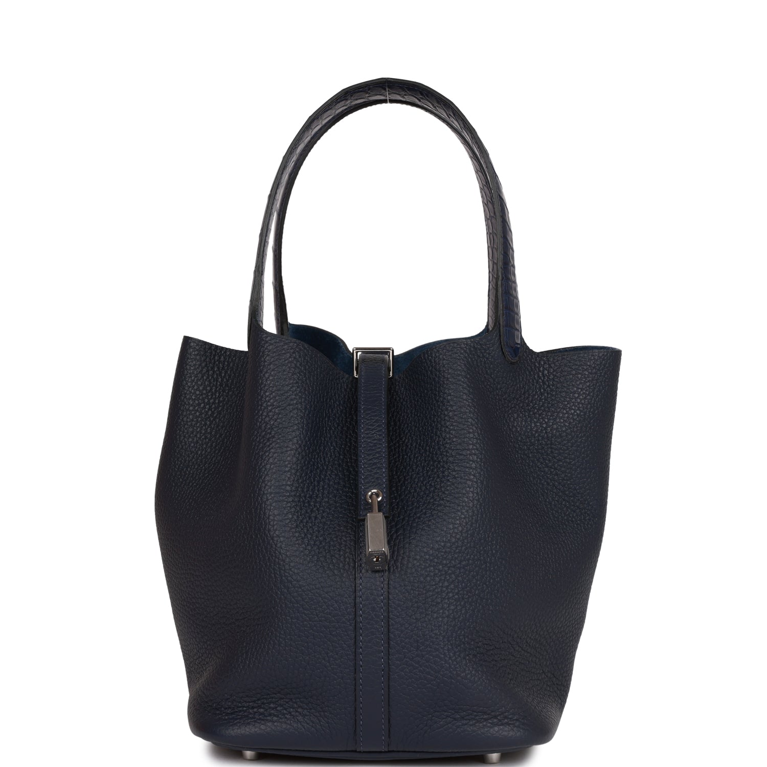 Hermes Picotin Lock 18 Bleu Nuit Clemence and Matte Alligator Touch Palladium Hardware