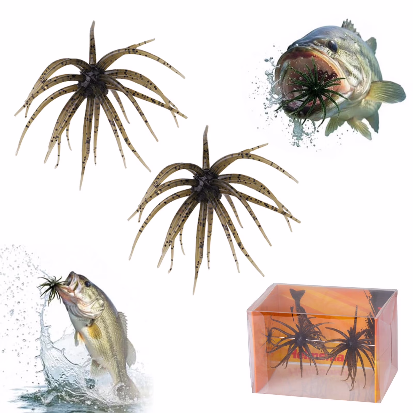 2PCS Lure Bait for Black Pits,Simulation Sea Urchin Bait,Tentacle Creature Lure,Artificial Sea Urchins,Soft Wormss for Bass Fishing for Drop Shot and Finesse, Slow Sinking,Black