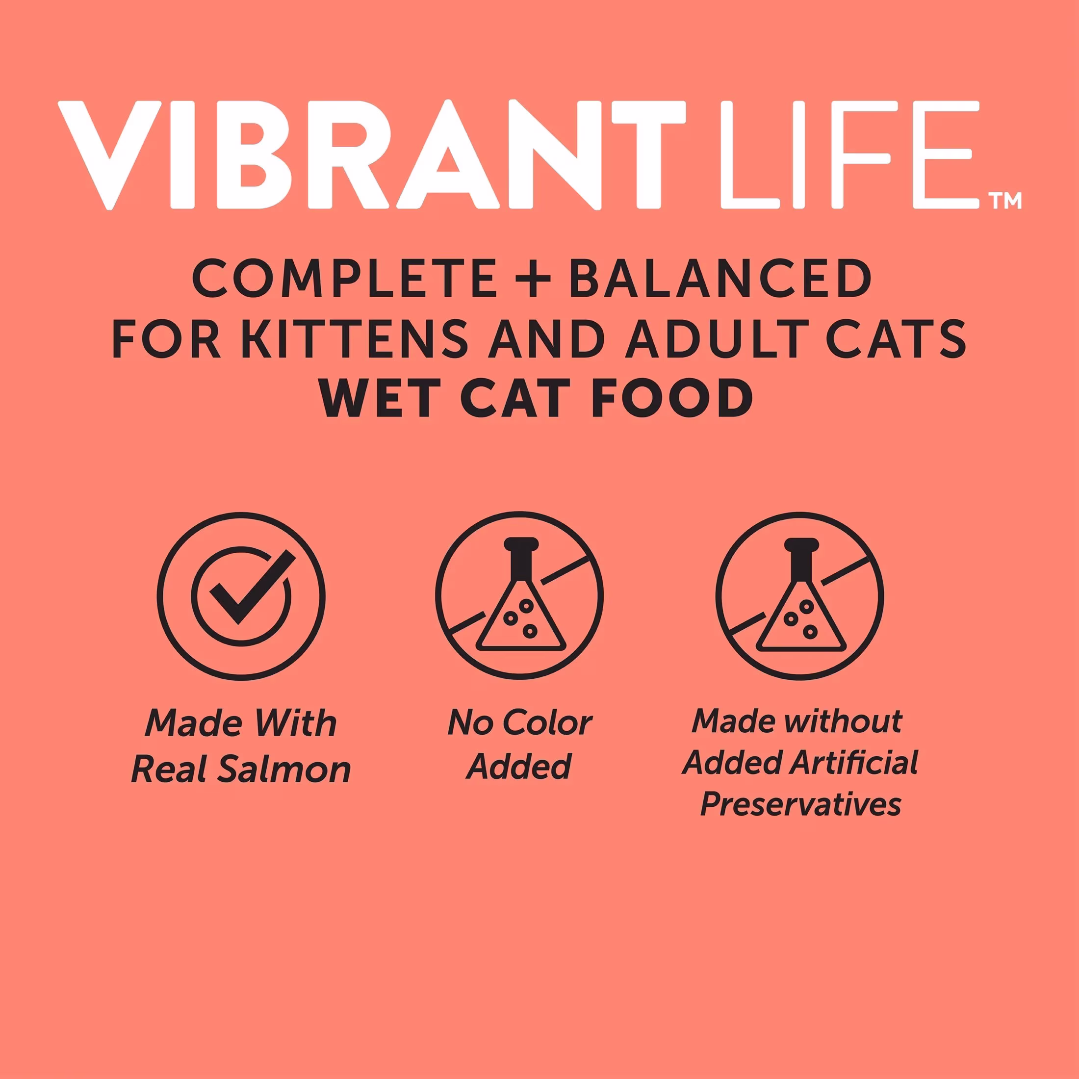 Vibrant Life Gourmet Salmon Entree Cuts in Gravy Wet Cat Food, Complete + Balanced, 2.64 oz Split Cup