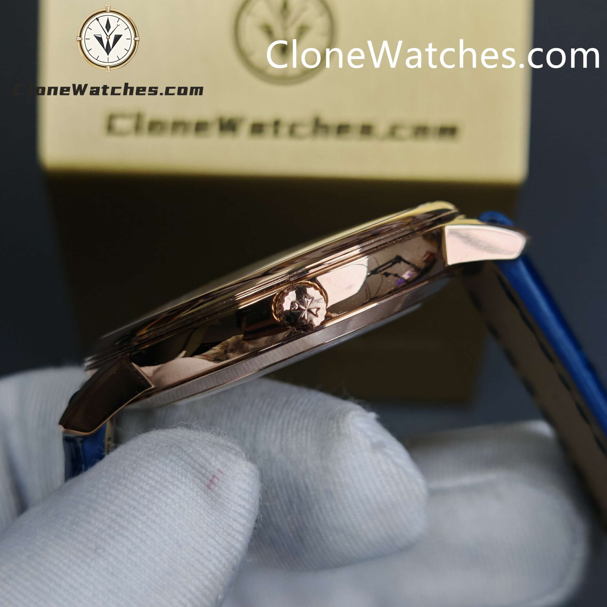 Vacheron Constantin Super Clone Watches 1:1 Patrimony Rose Gold 85180/000R-B515 Blue Dial