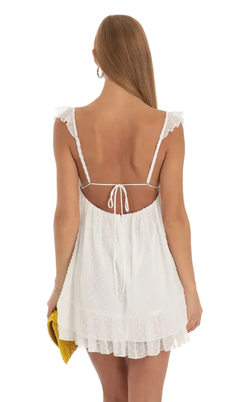 Dotted Flare Dress in White