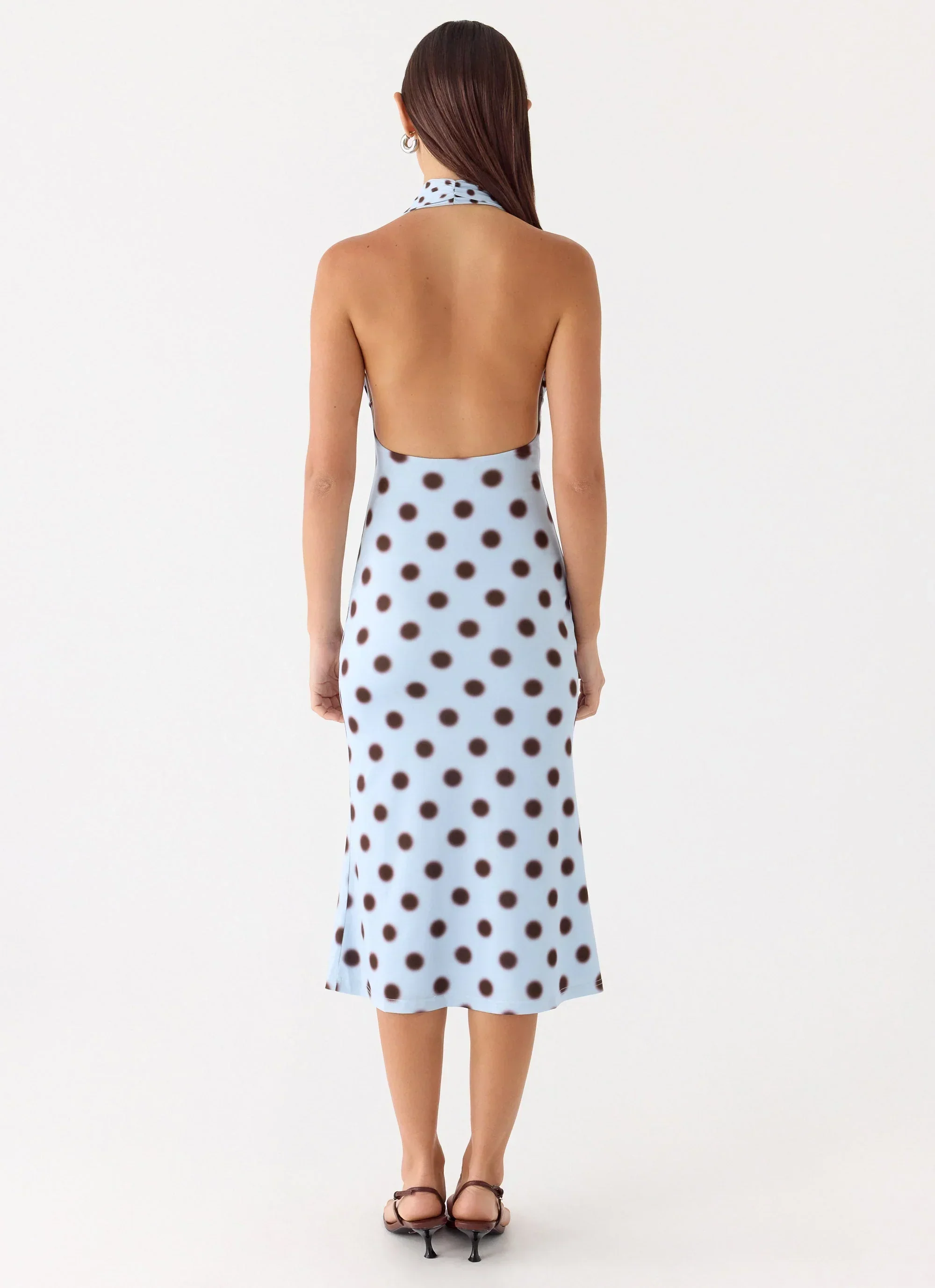 Awuku Midi Dress - Blue Mocha Dot