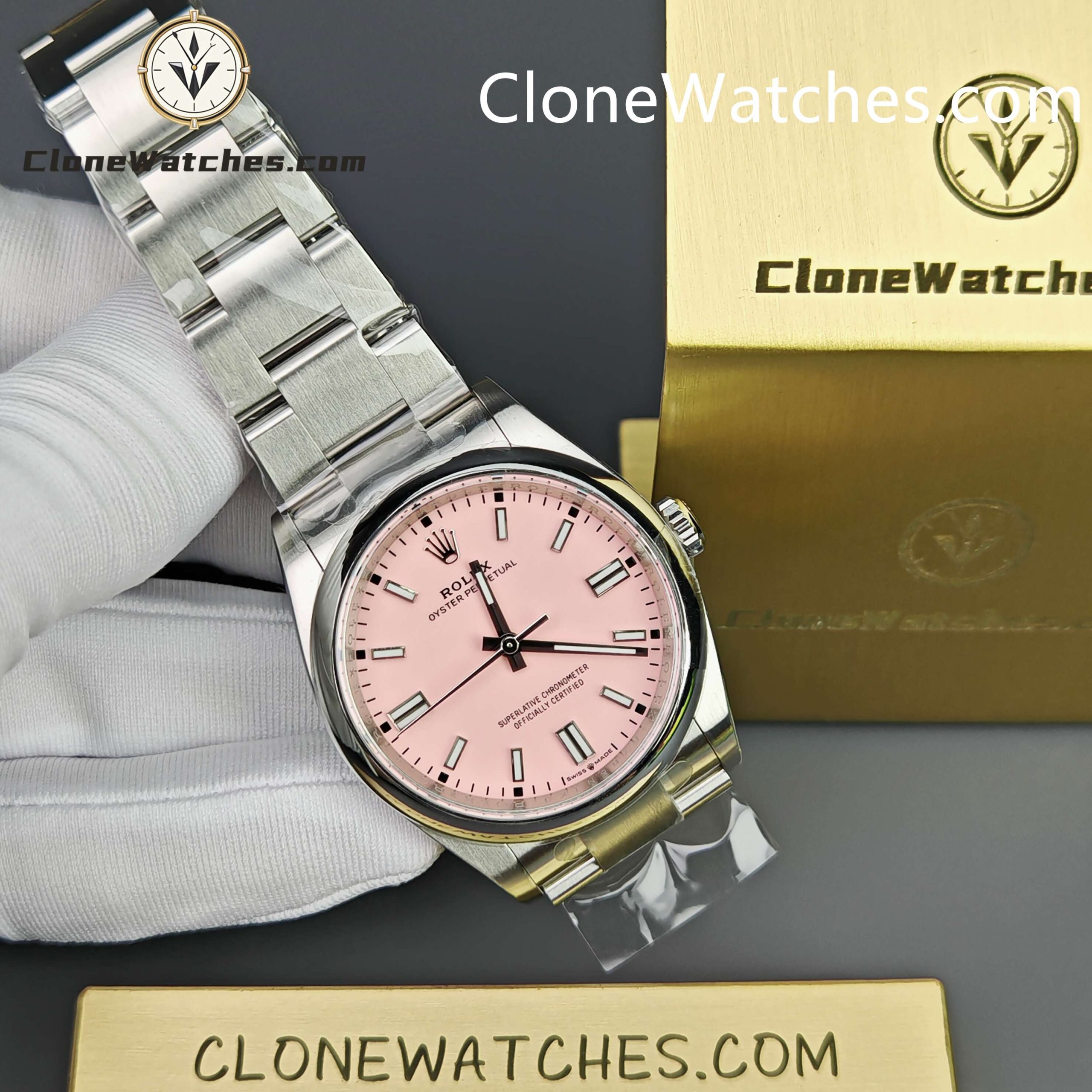 Rolex Super Clone Watches 1:1 Oyster Perpetual Pink Dial 36mm M126000-0008 3230 Movement