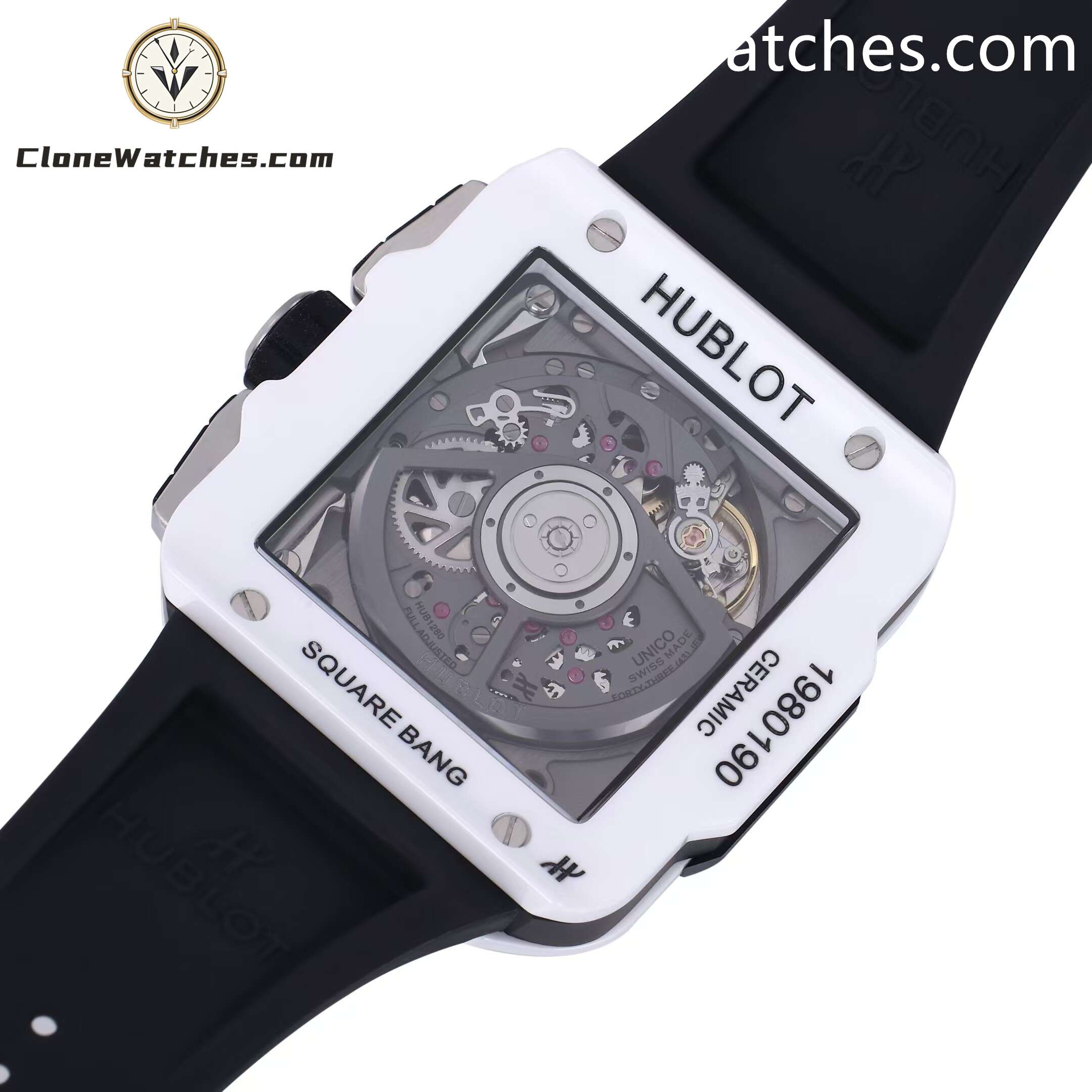Hublot Super Clone Watches 1:1 Square Bang Unico White Ceramic 42MM 821.HX.0170.RX