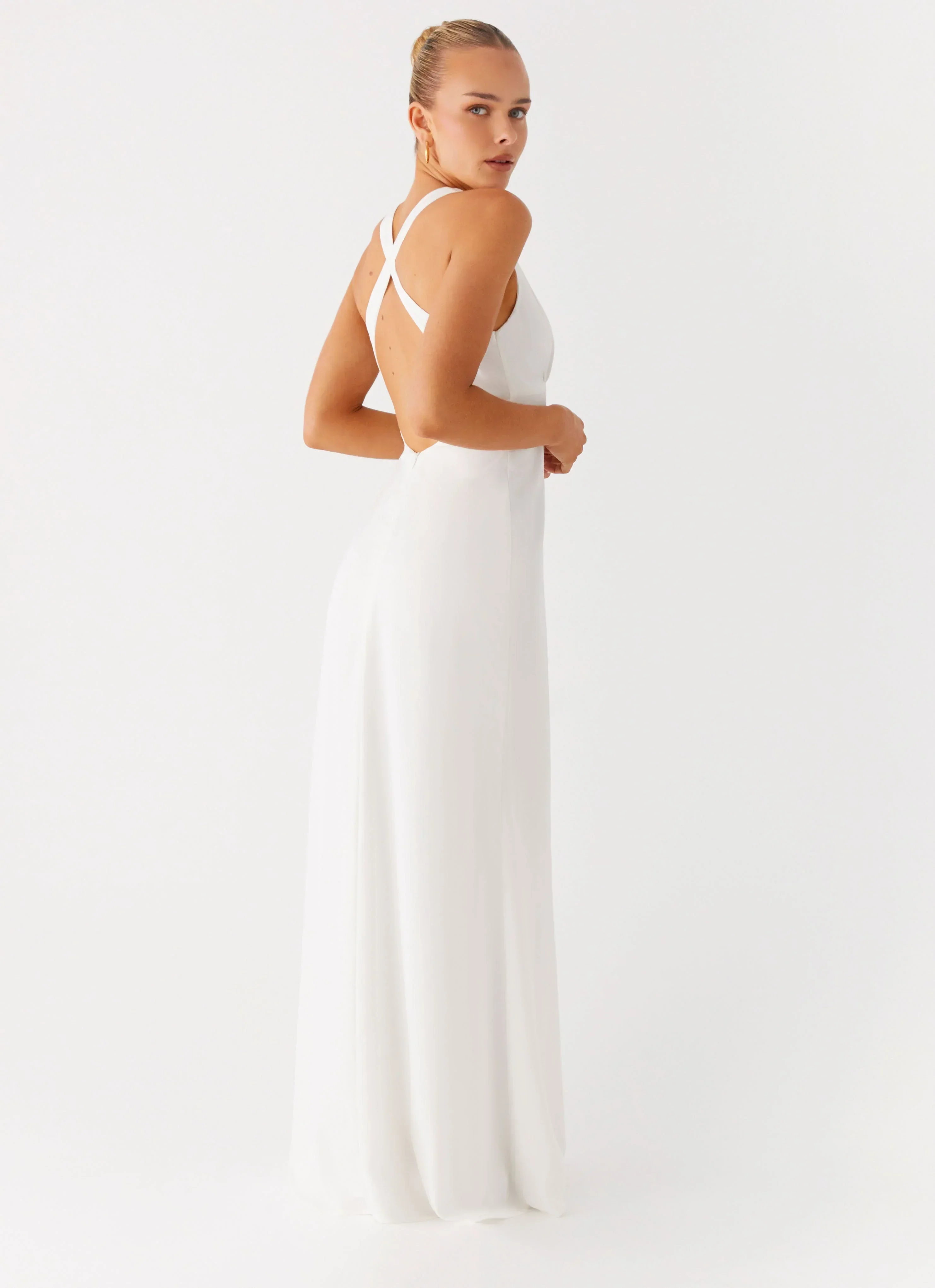 Desi Halterneck Maxi Dress - White