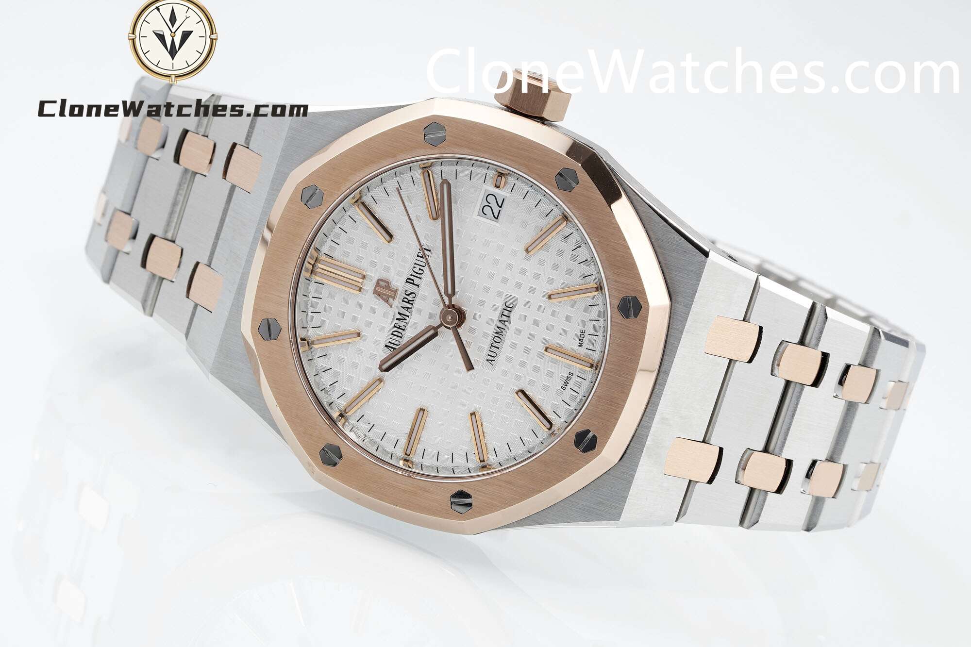 Audemars Piguet Super Clone Watches 1:1 Royal Oak Rose Gold 15450SR White Dial 37MM
